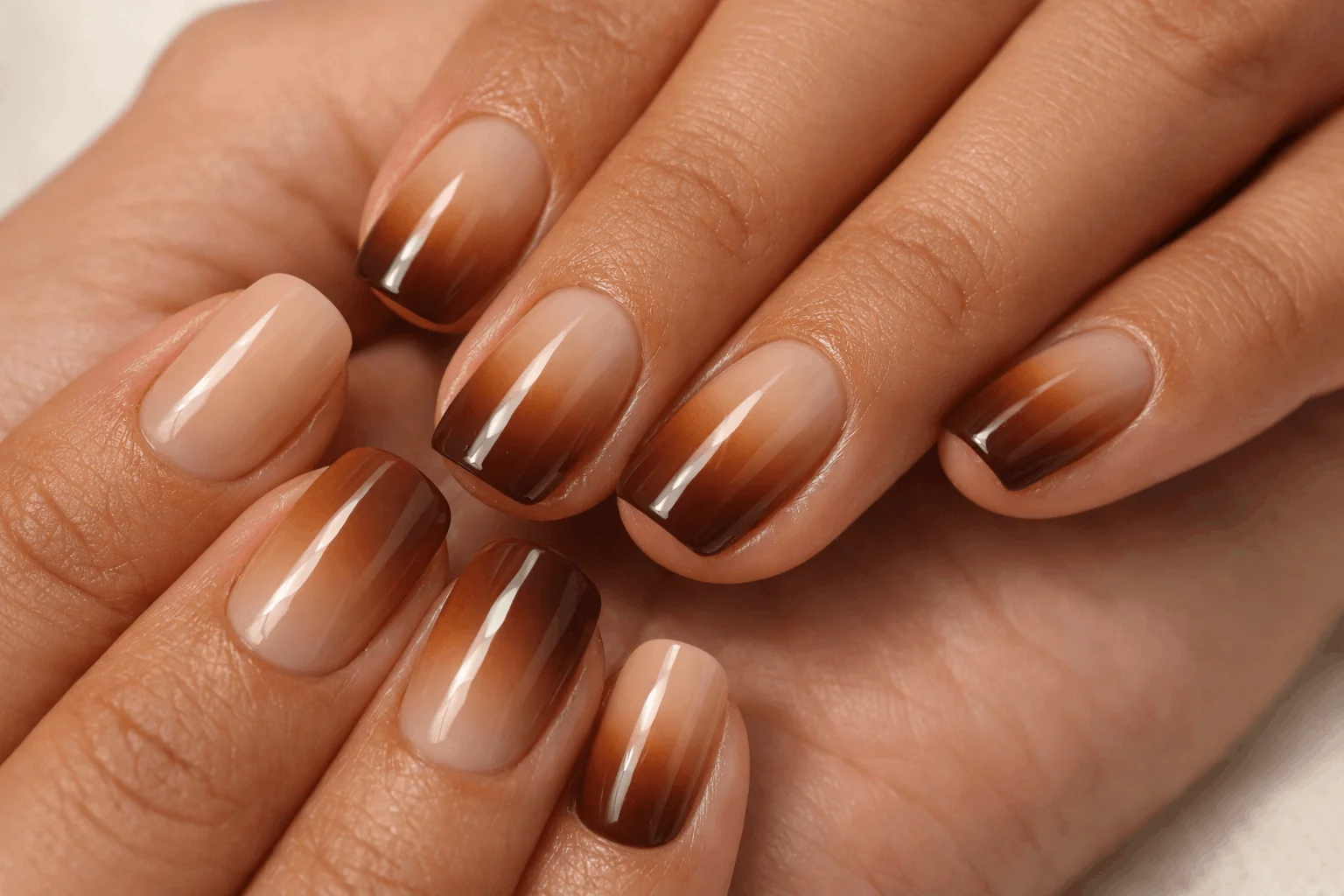 19 Brown Ombre Nails That Elevate Your Style 2 Classic light to dark brown ombre nails design