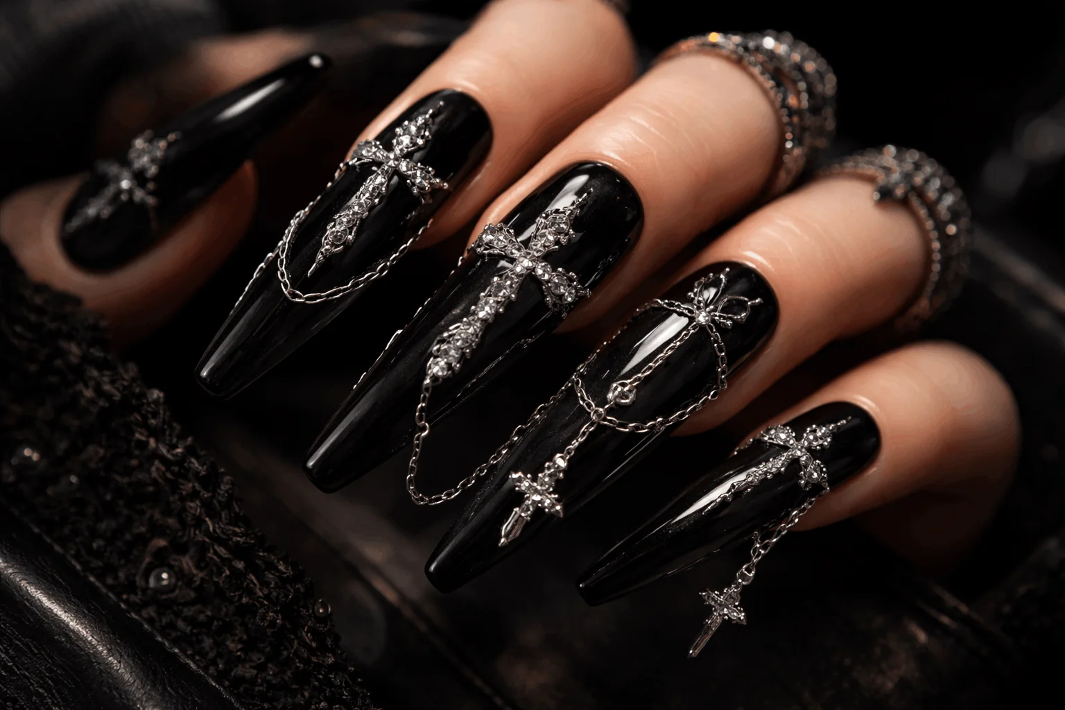 12 Spooky Halloween Nails That Scream Creepy Chic 13 Coffin shaped creepy halloween nails with gothic art
