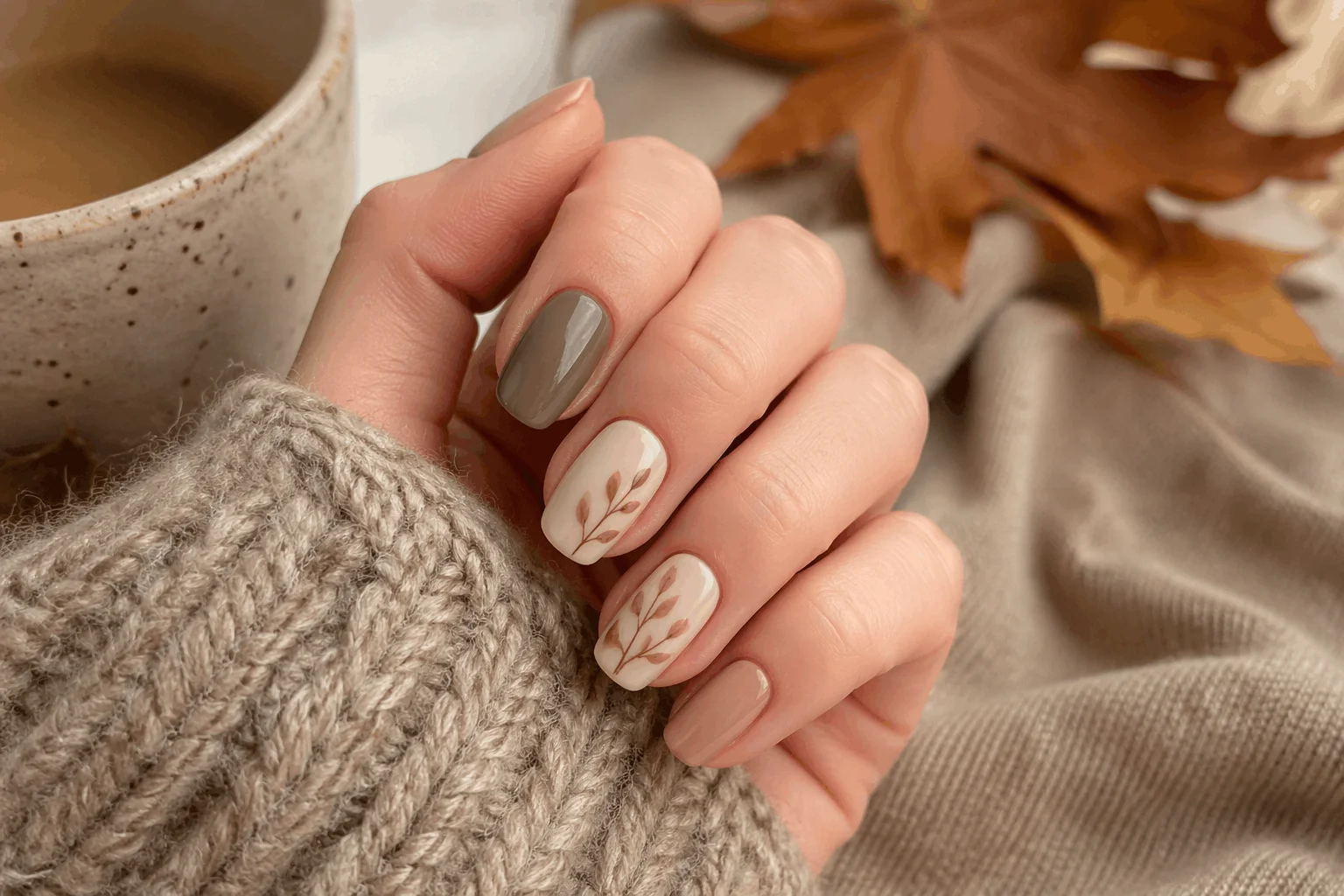 10 Spooky October Nails That Are Perfectly Chic 10 Cute October nails in soft neutral autumn tones