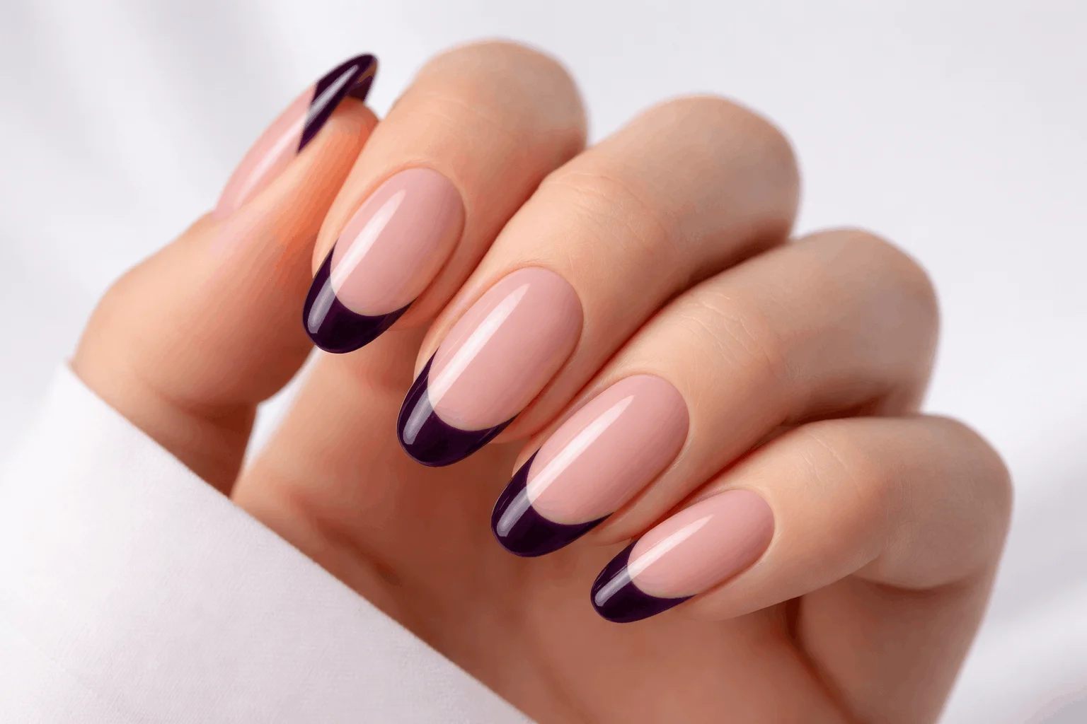 12 Purple Fall Nails Ideas You’ll Want to Copy 8 Dark purple French tip fall nails design