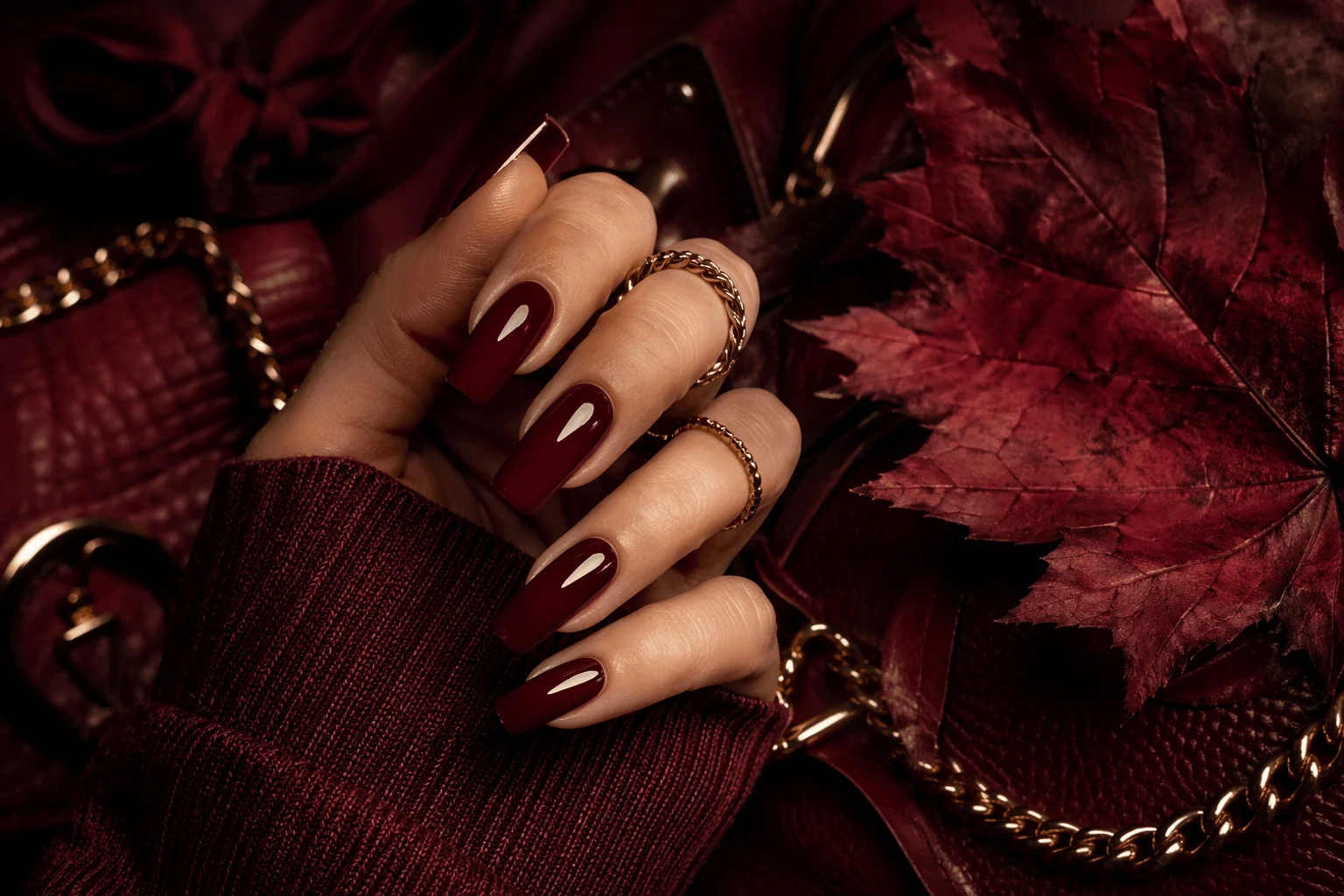 10 September Acrylic Nails That Look Stunning 11 Deep burgundy September acrylic nails statement look