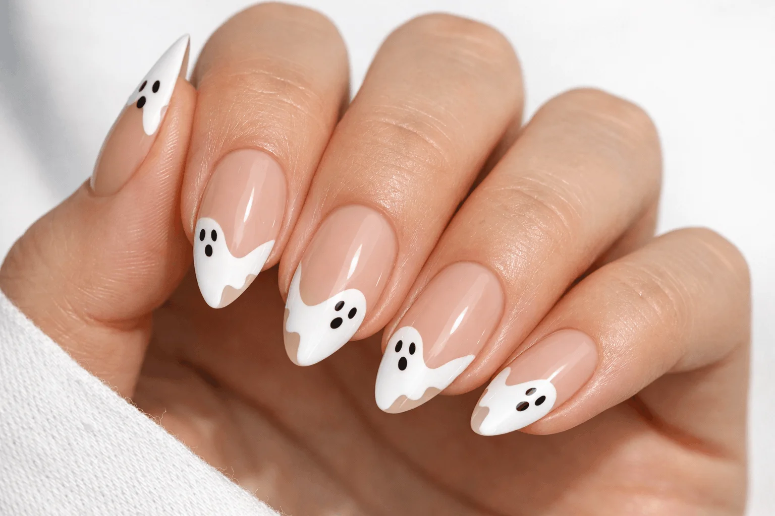 13 Ghost Nails Looks That Are Trending Right Now 4 Ghost French tip nails with modern elegant style