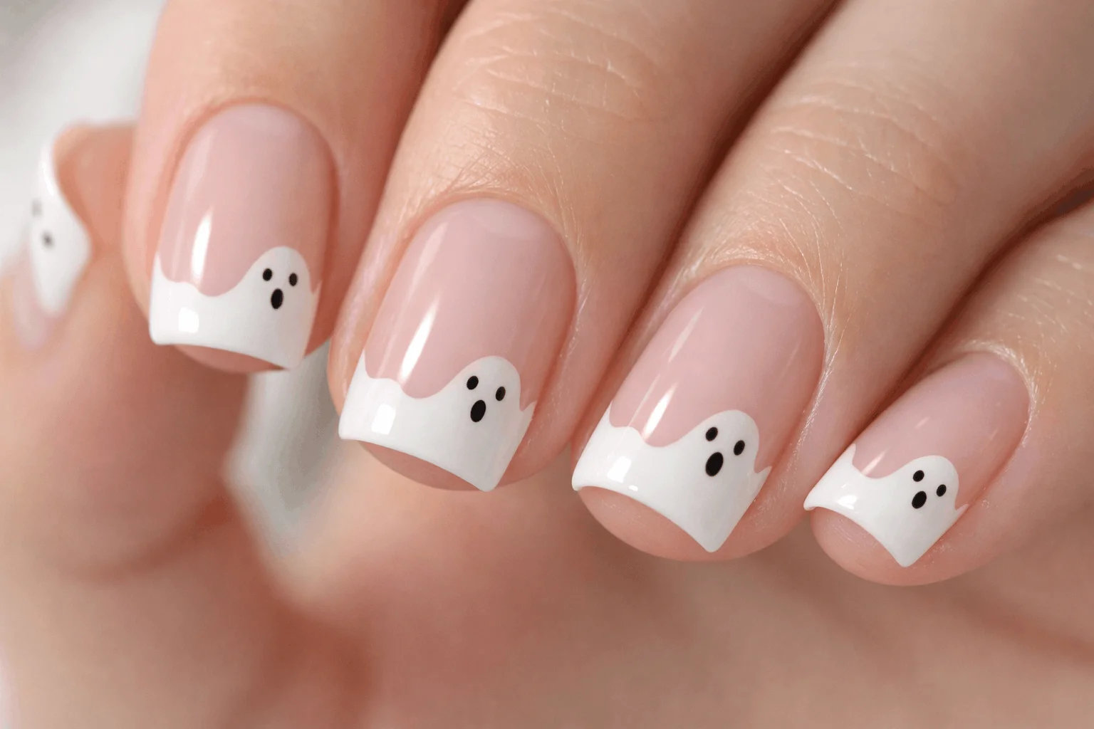 12 Spooky Halloween Nails That Scream Creepy Chic 2 Ghost French tip spooky halloween nails design
