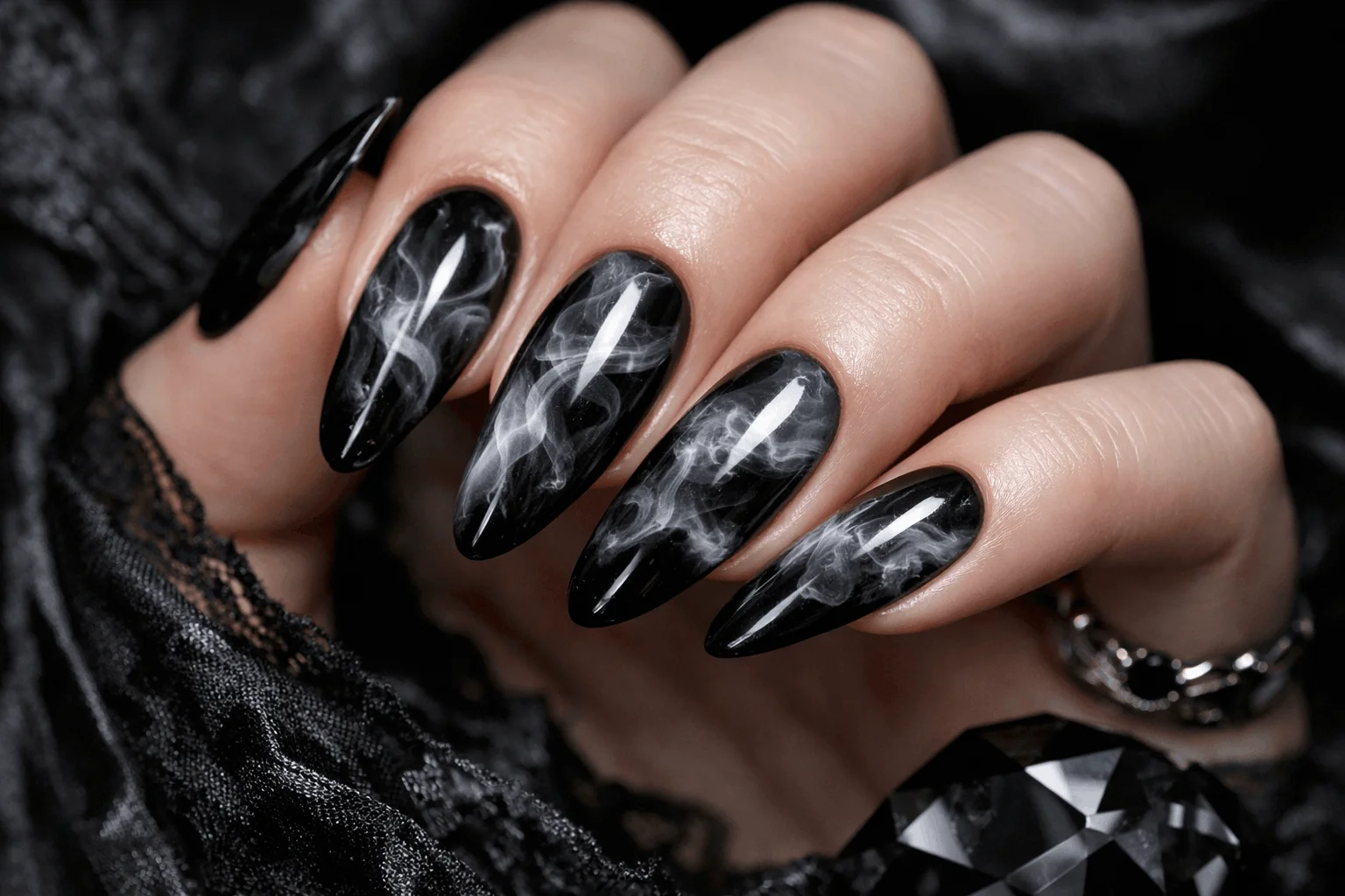 12 Spooky Halloween Nails That Scream Creepy Chic 8 Gothic marble spooky halloween nails