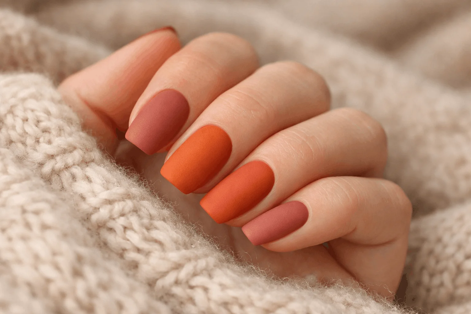11 Trendy Pumpkin Nails for a Chic Fall Vibe 6 Matte pumpkin nails in soft autumn colors