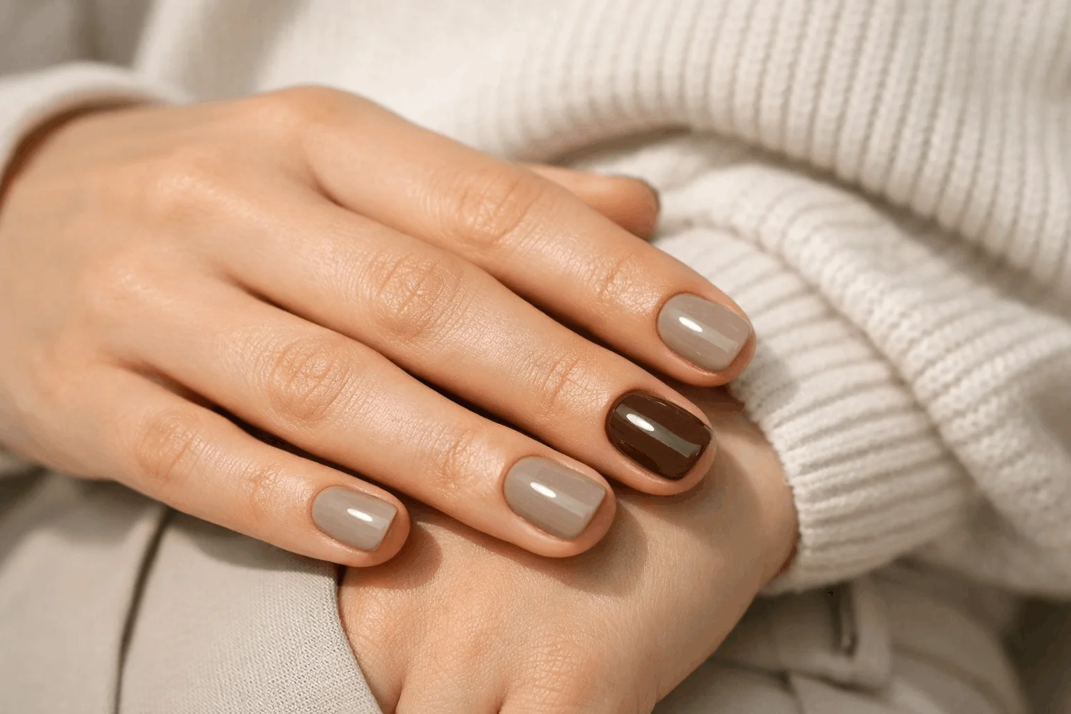 10 Simple Fall Nails Perfect for Everyday Chic 4 Minimalist fall nails in soft brown shades