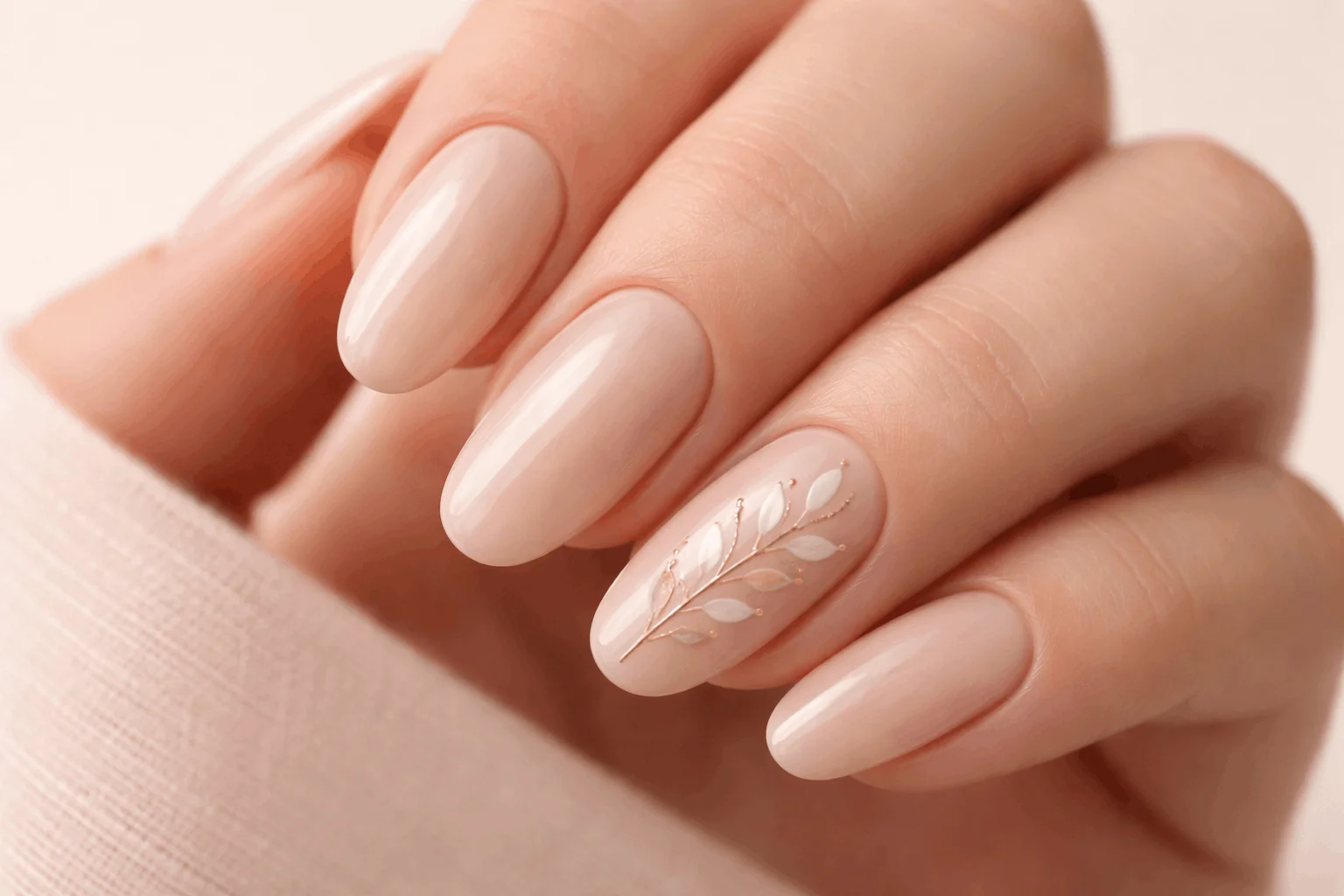 10 Simple Fall Nails Perfect for Everyday Chic 8 Minimalist fall nails with subtle leaf accent design