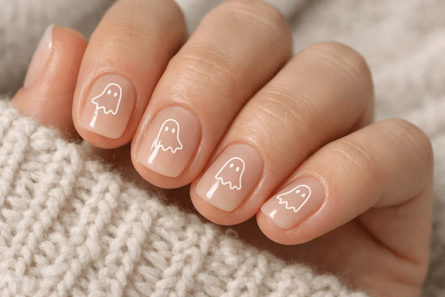 13 Ghost Nails Looks That Are Trending Right Now 2 Minimalist ghost nails with nude base design
