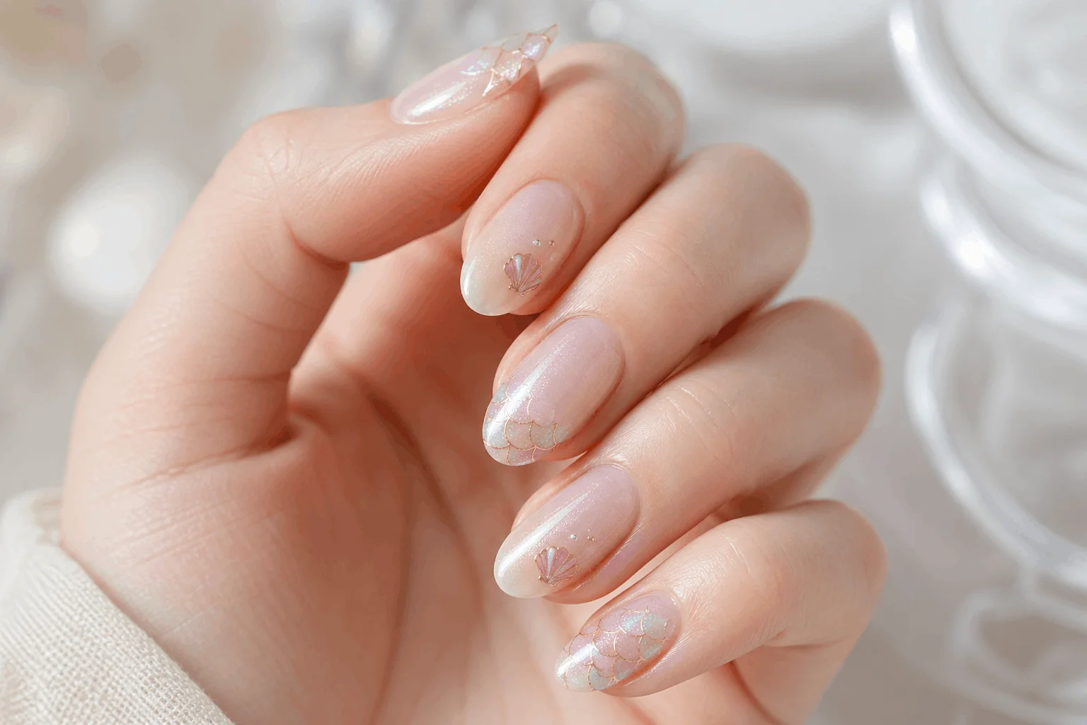10 Mermaid Nails You Need for a Magical Glow Up 11 Minimalist mermaid nails with soft shimmer