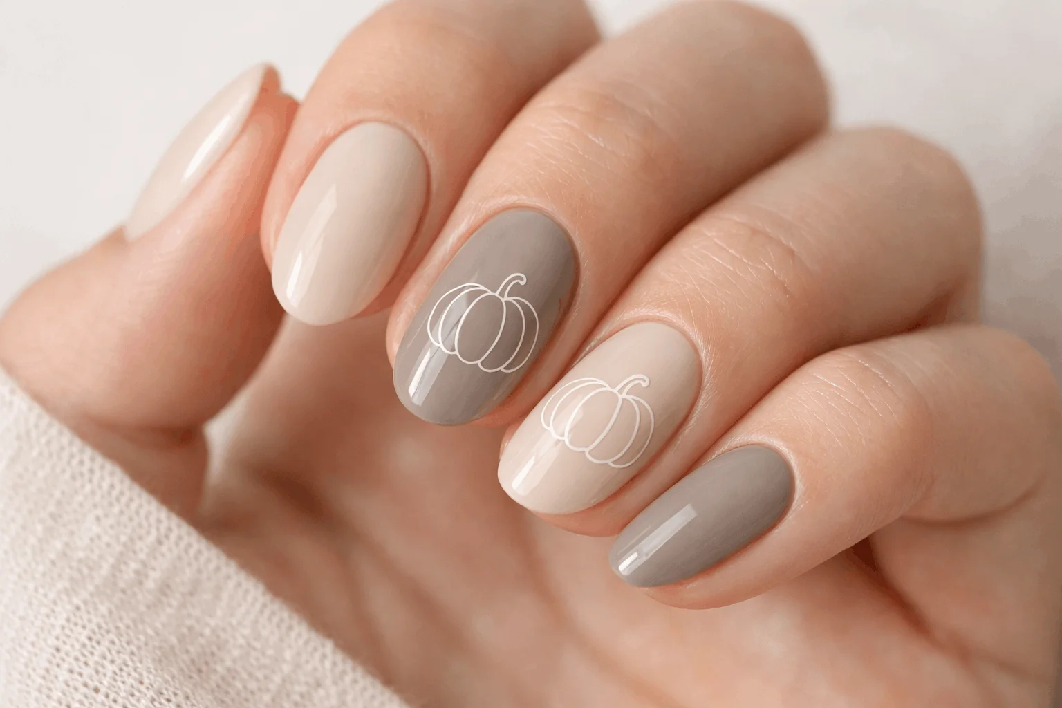 11 Trendy Pumpkin Nails for a Chic Fall Vibe 10 Neutral pumpkin nails with subtle elegant design