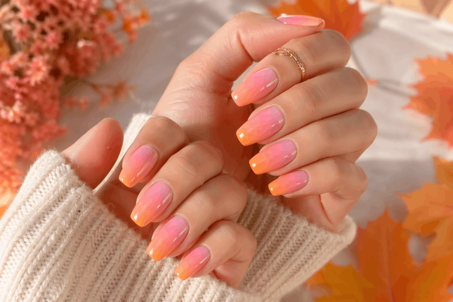 10 September Acrylic Nails That Look Stunning 6 Ombre September nails blending summer and fall colors