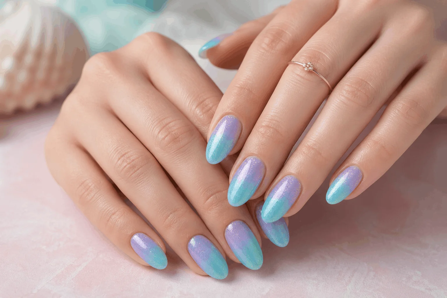 10 Mermaid Nails You Need for a Magical Glow Up 5 Ombre ocean gradient mermaid nails