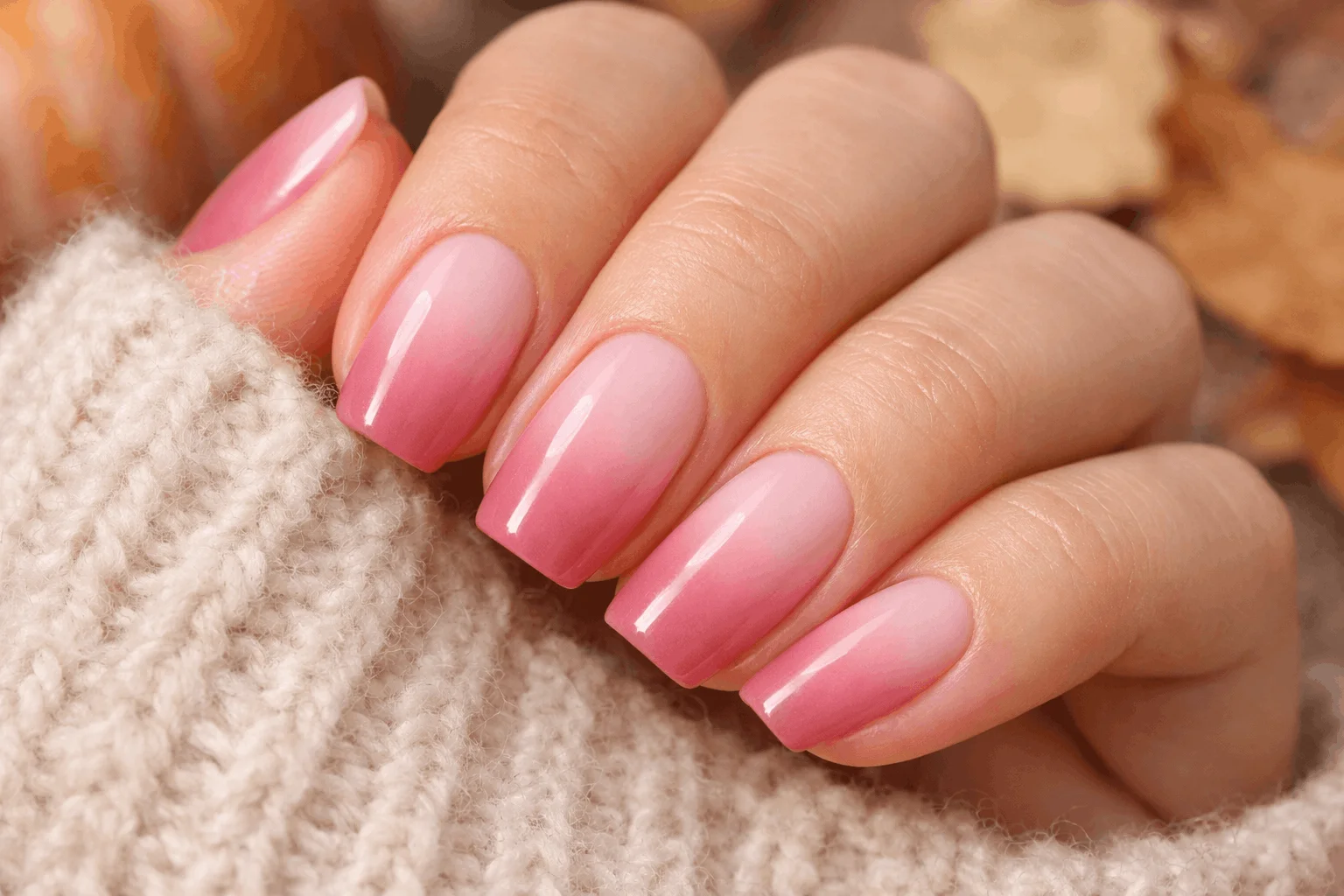 11 Pink Autumn Nails That Are Soft & Stunning 12 Ombre pink autumn nails gradient design
