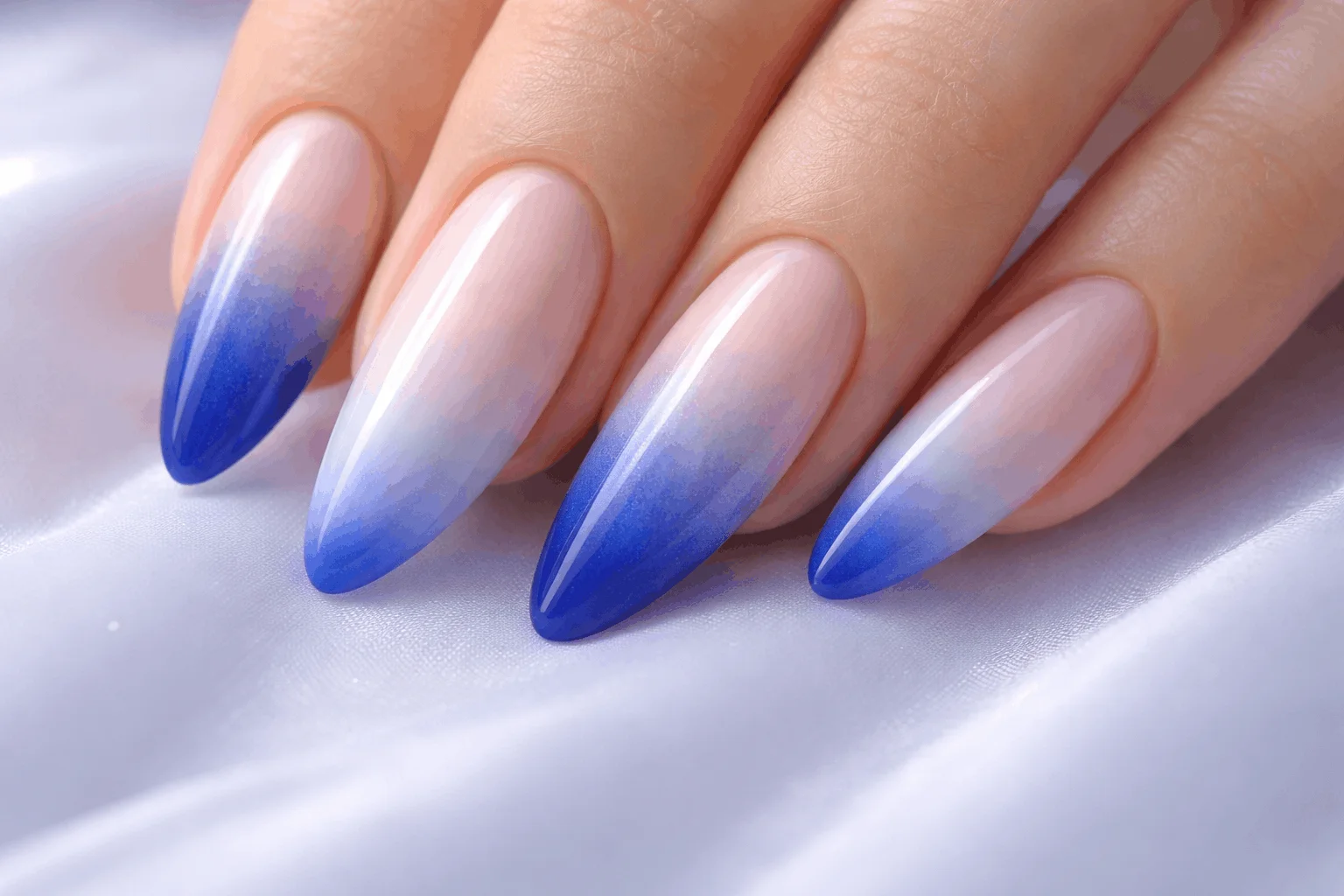 19 Royal Blue Nails for Stunning Manicures 6 Ombre royal blue nails gradient soft blend design