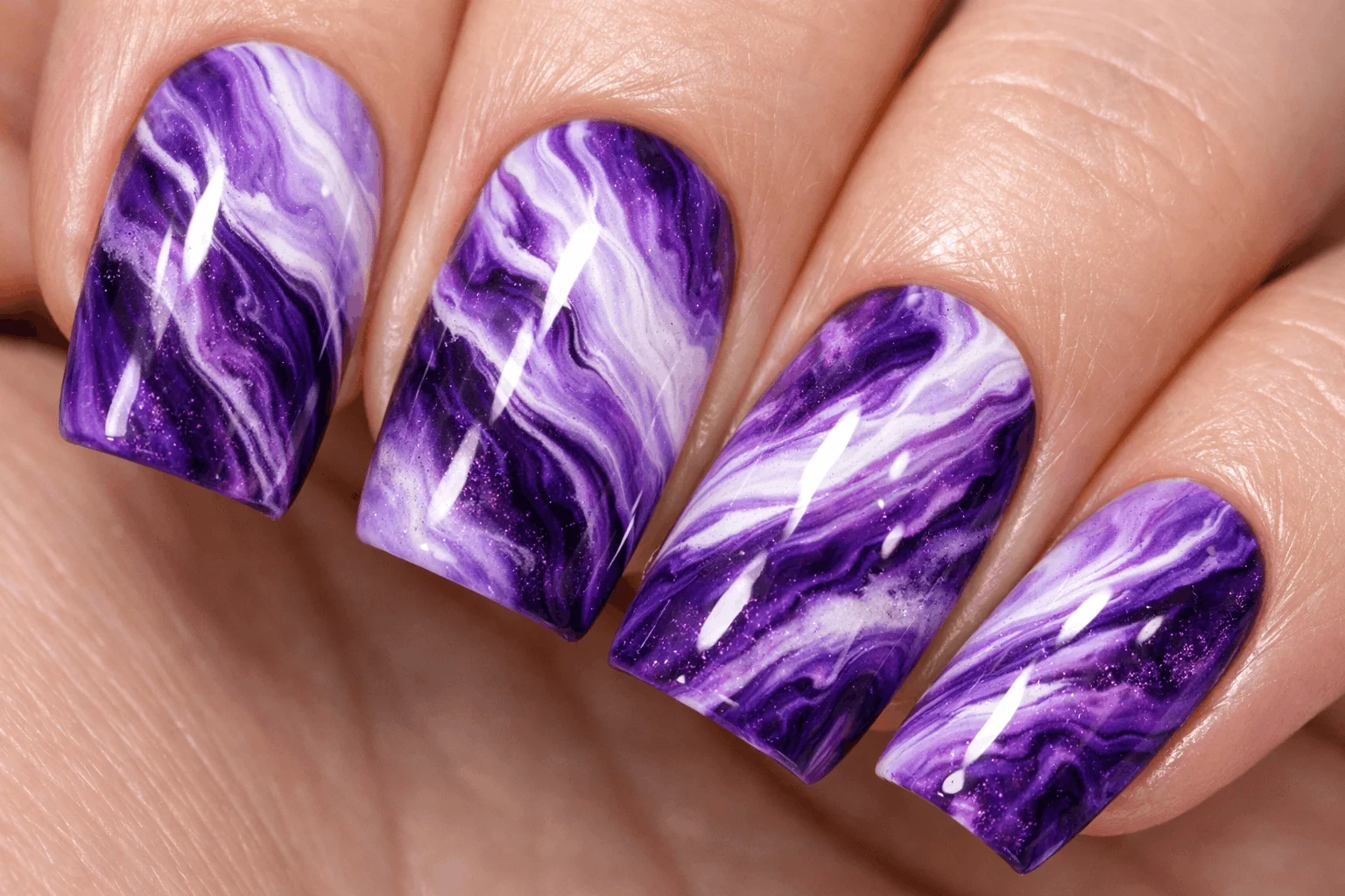 12 Purple Fall Nails Ideas You’ll Want to Copy 10 Purple marble fall nails artistic design
