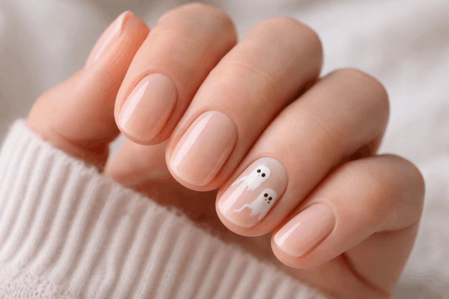 13 Ghost Nails Looks That Are Trending Right Now 12 Short ghost nails with simple everyday design