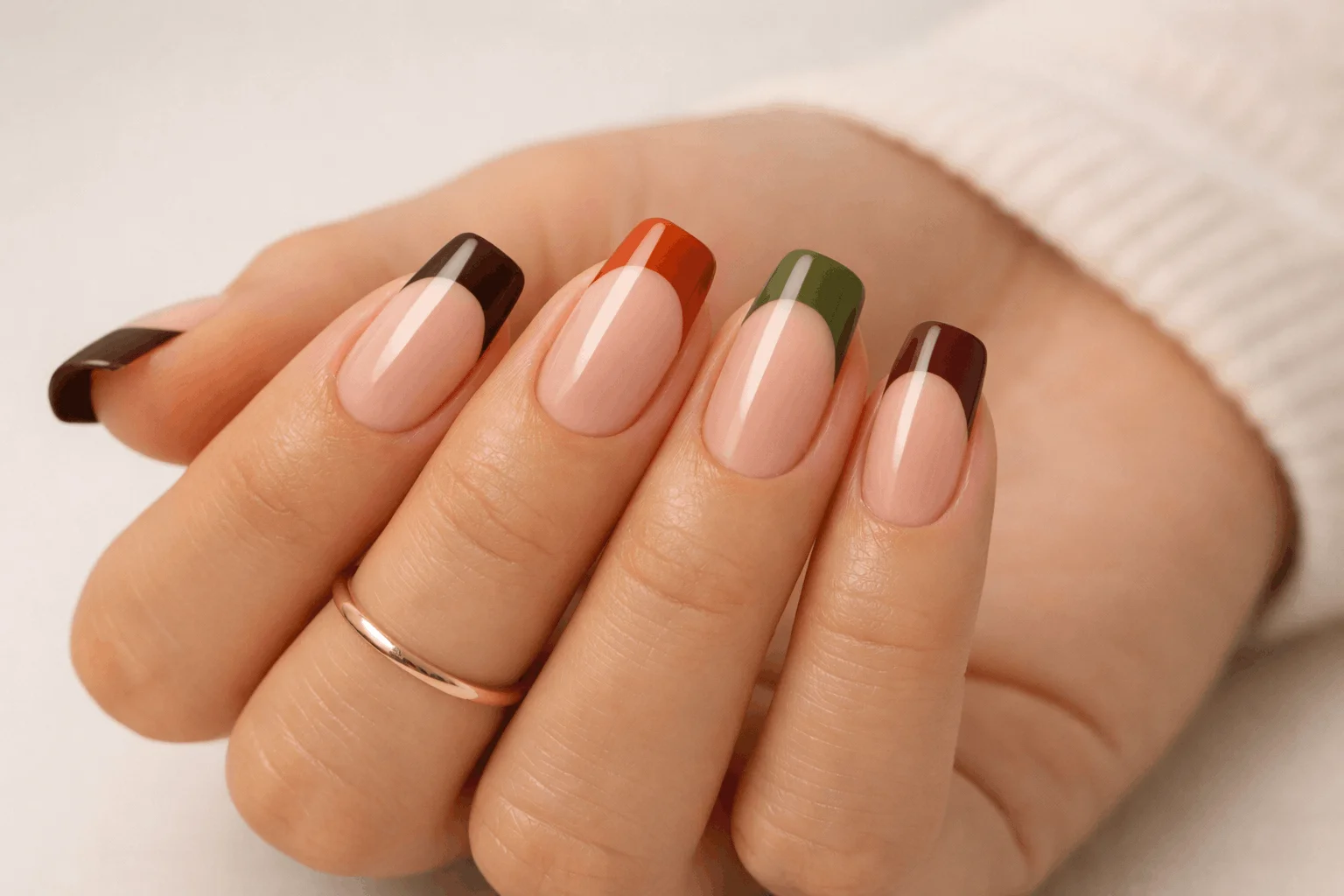 11 Cute Nails for Fall You Can Copy Right Now 9 Simple cute fall nails with colored French tips