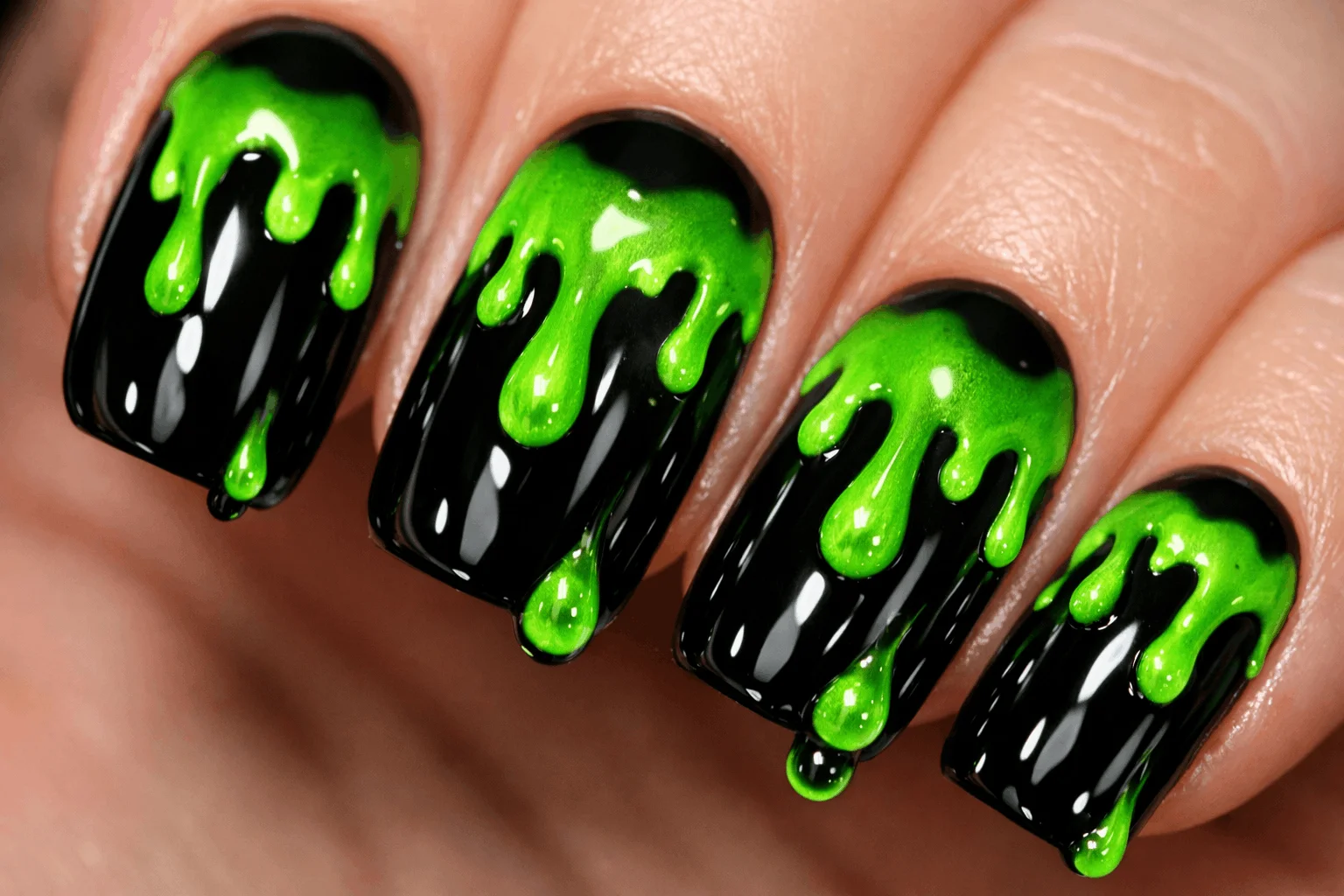 12 Spooky Halloween Nails That Scream Creepy Chic 11 Slime dripping scary halloween nails