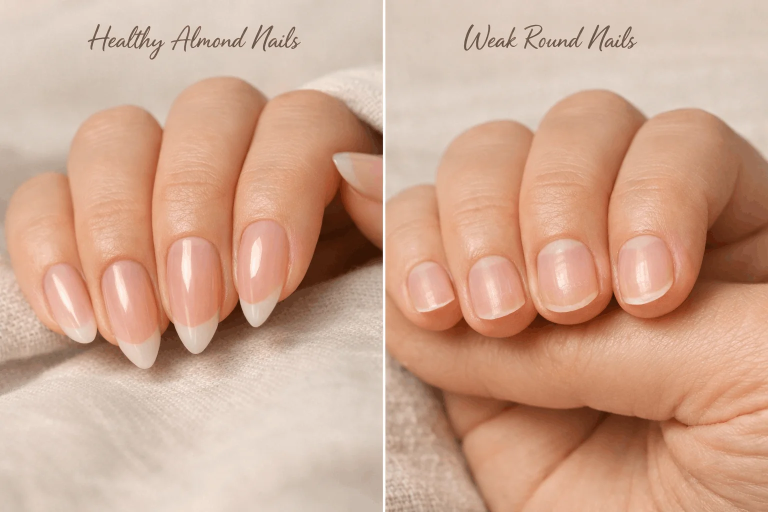 17 Ways to Find What Nail Shape Is Best for Me 6 Strong vs weak nails best shape comparison