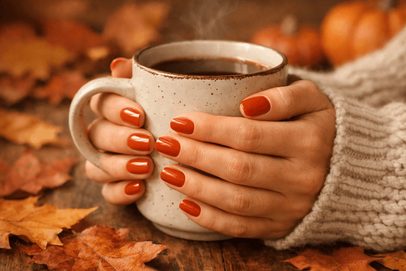 10 Simple Fall Nails Perfect for Everyday Chic 3 Terracotta simple fall gel nails with cozy autumn vibe