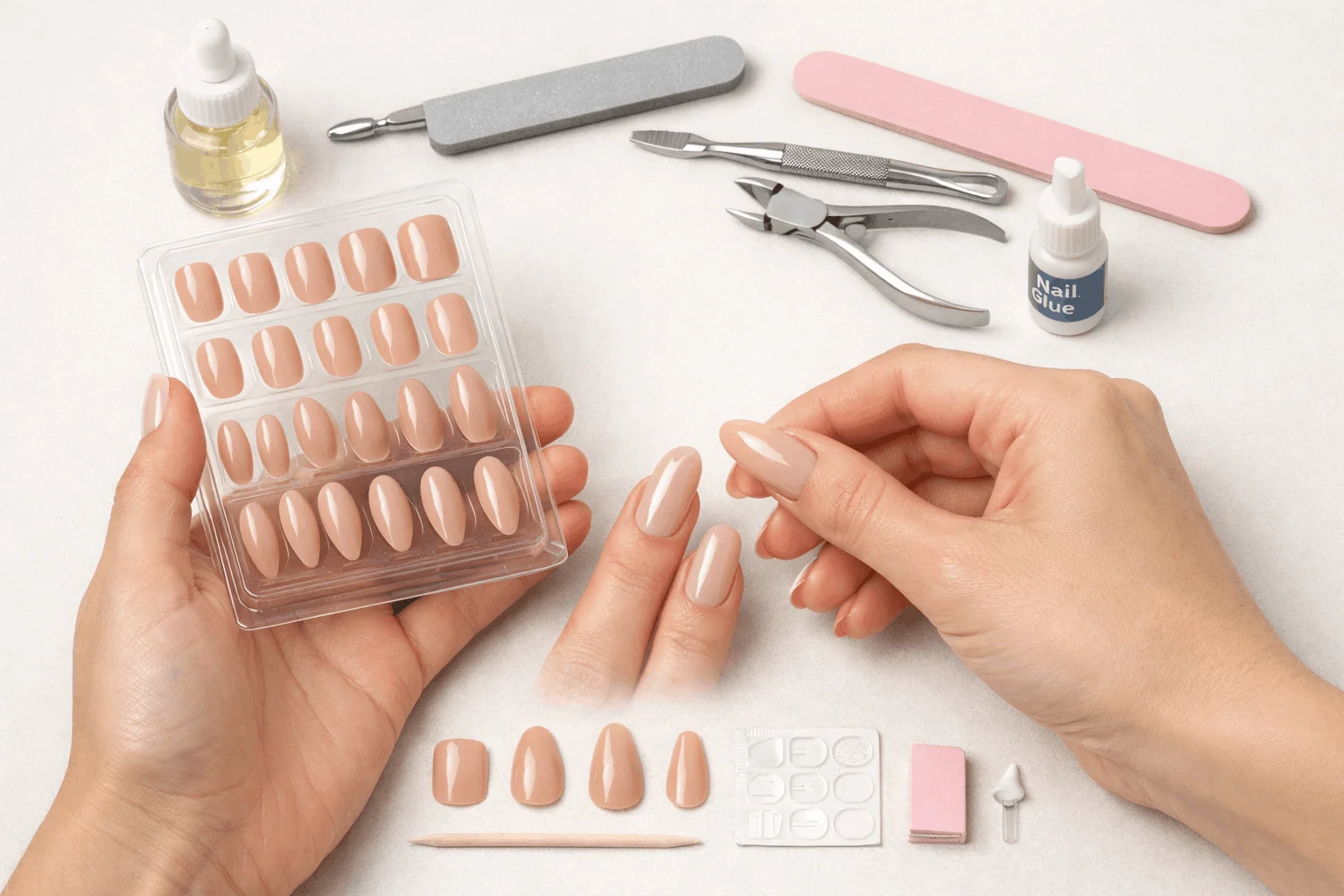 17 Ways to Find What Nail Shape Is Best for Me 9 Testing nail shapes with press-on nails at home