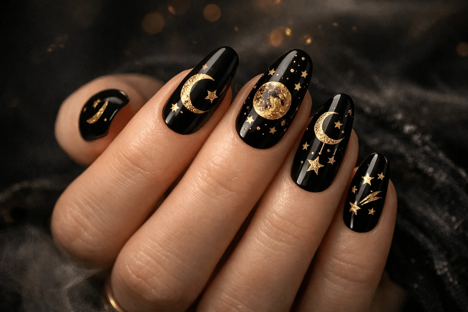 12 Spooky Halloween Nails That Scream Creepy Chic 9 Witchy celestial spooky halloween nails design