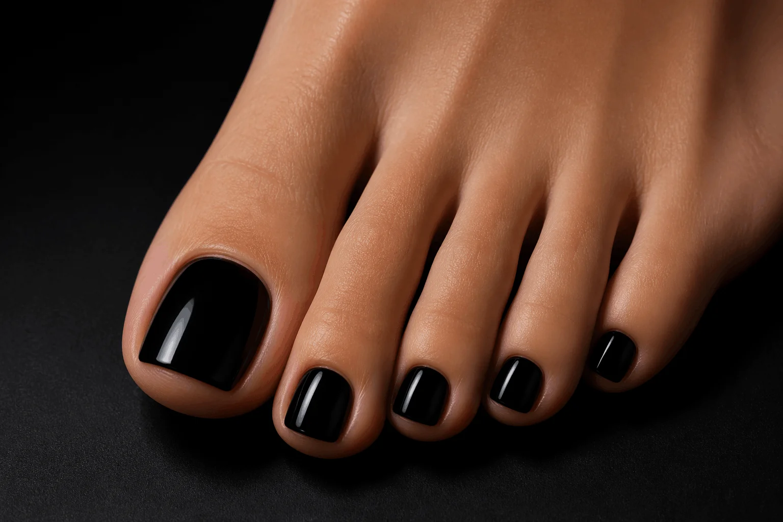 10 Fall Pedicure Ideas to Elevate Your Style 10 black glossy fall toe nails modern pedicure