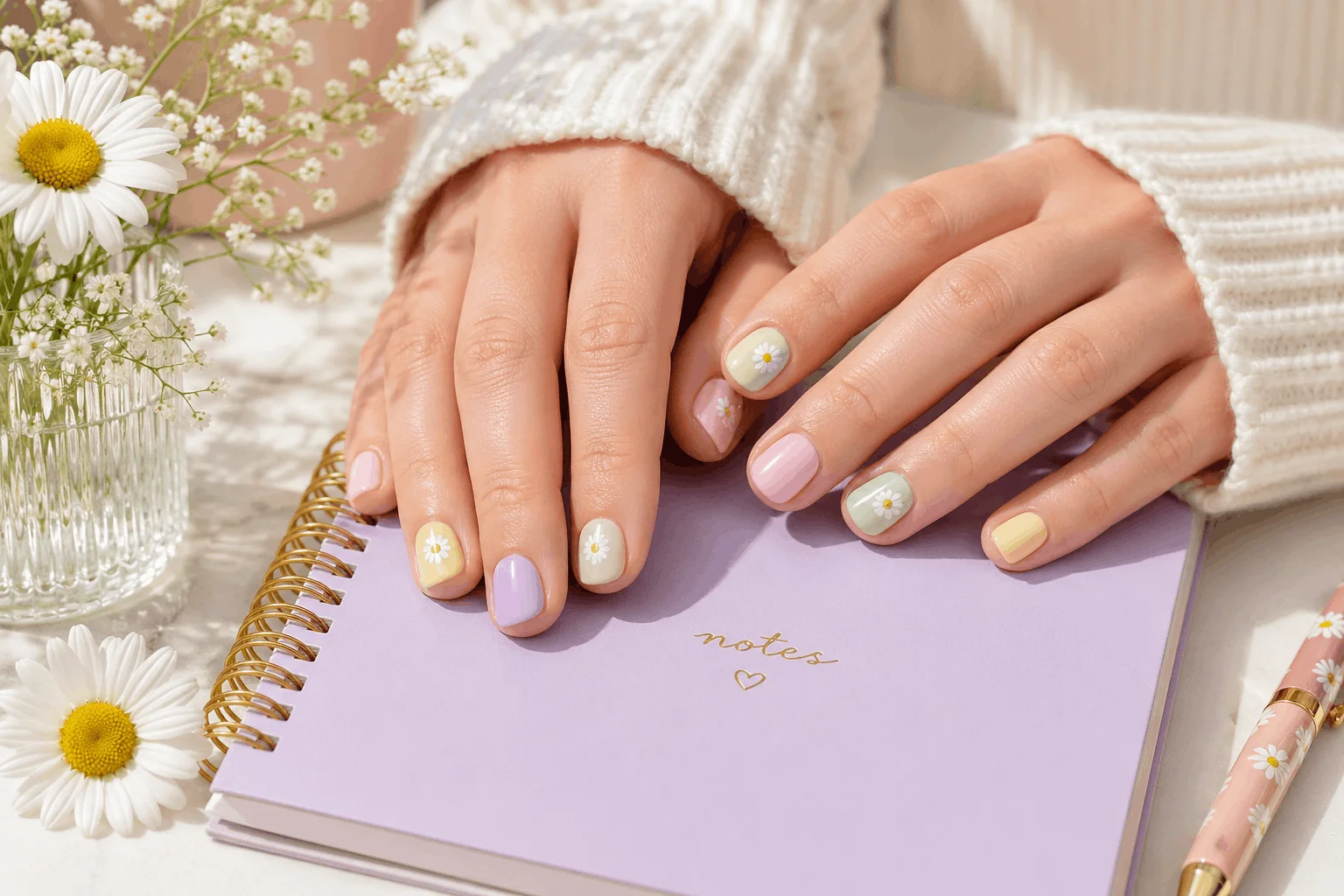 10 Simple School Nail Designs for Teens 10 daisy nail art for teens cute school nail designs