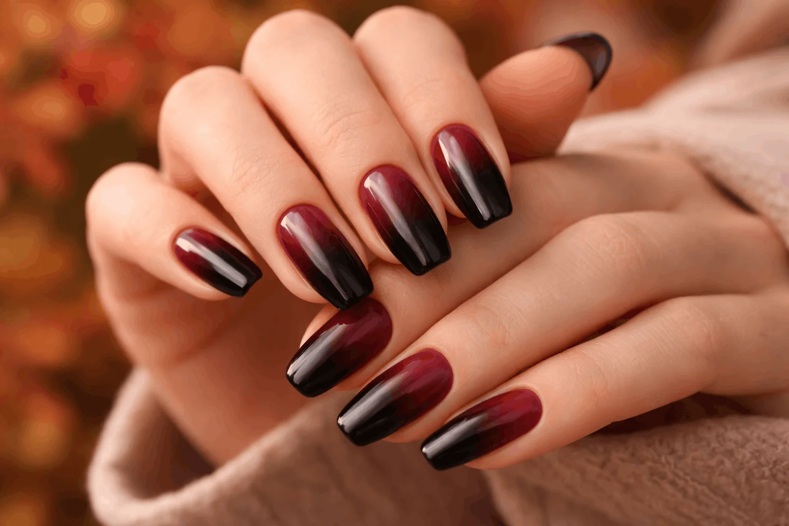 10 Dark Fall Nails That Define Fall Fashion 10 dark ombre fall nails gradient design 1