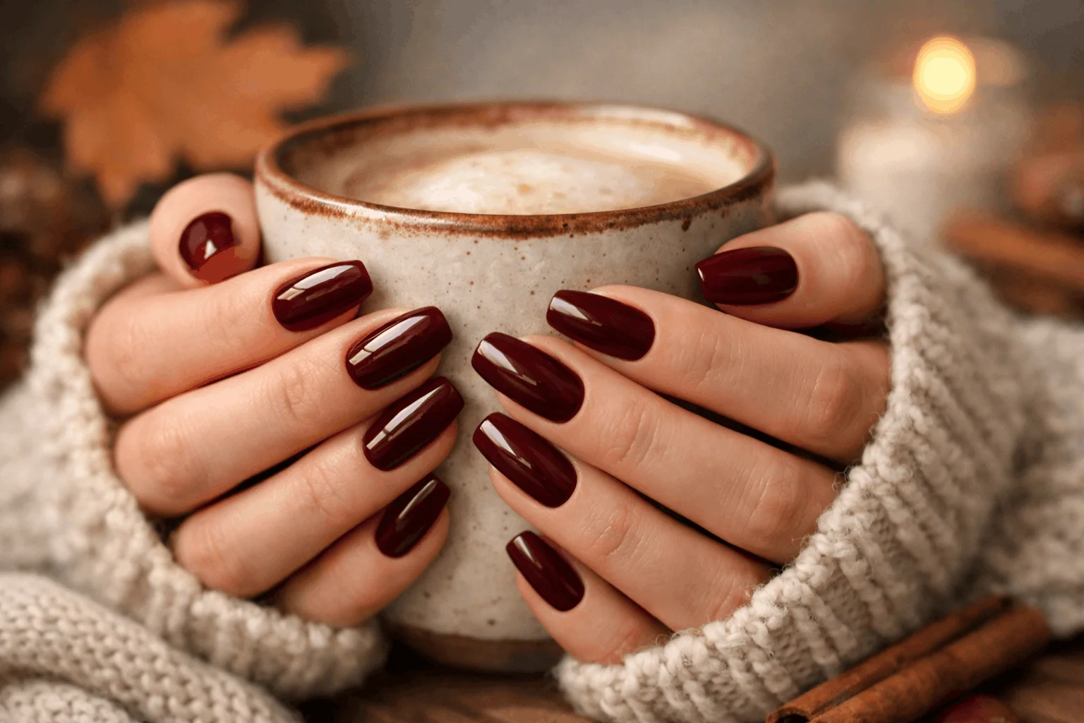 10 Dark Fall Nails That Define Fall Fashion 2 deep burgundy fall nails glossy manicure close-
