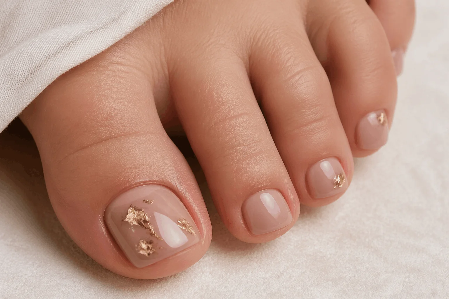 10 Fall Pedicure Ideas to Elevate Your Style 7 nude and gold fall pedicure ideas elegant nails