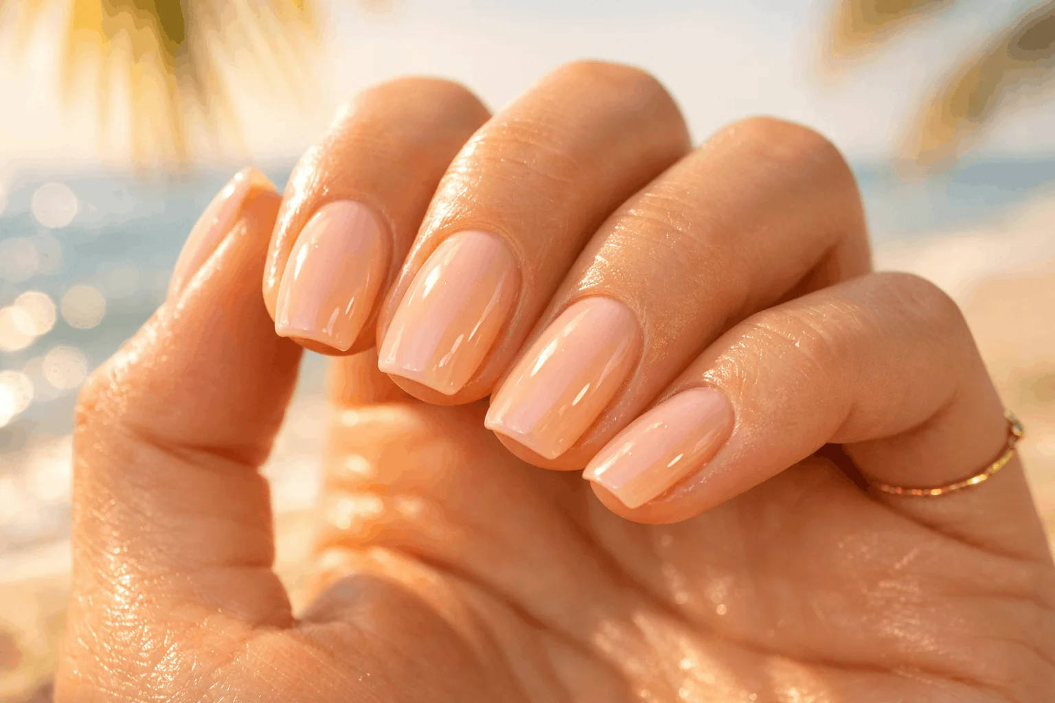 10 Summer Classy Nails for a Chic Minimal Vibe 7 pale peach summer classy nails soft warm manicure