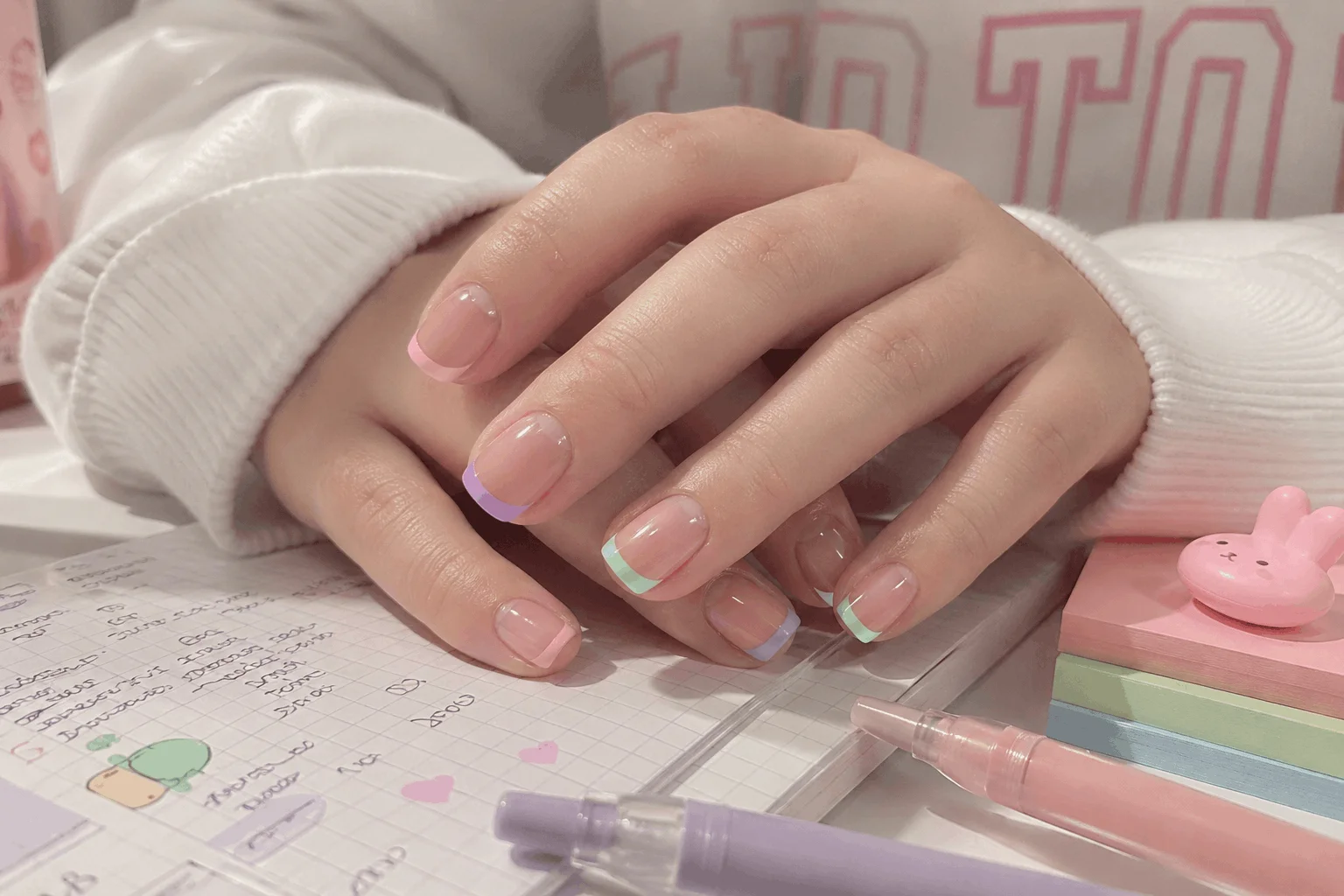 10 Simple School Nail Designs for Teens 3 pastel french tip nails for teens back to school nails idea