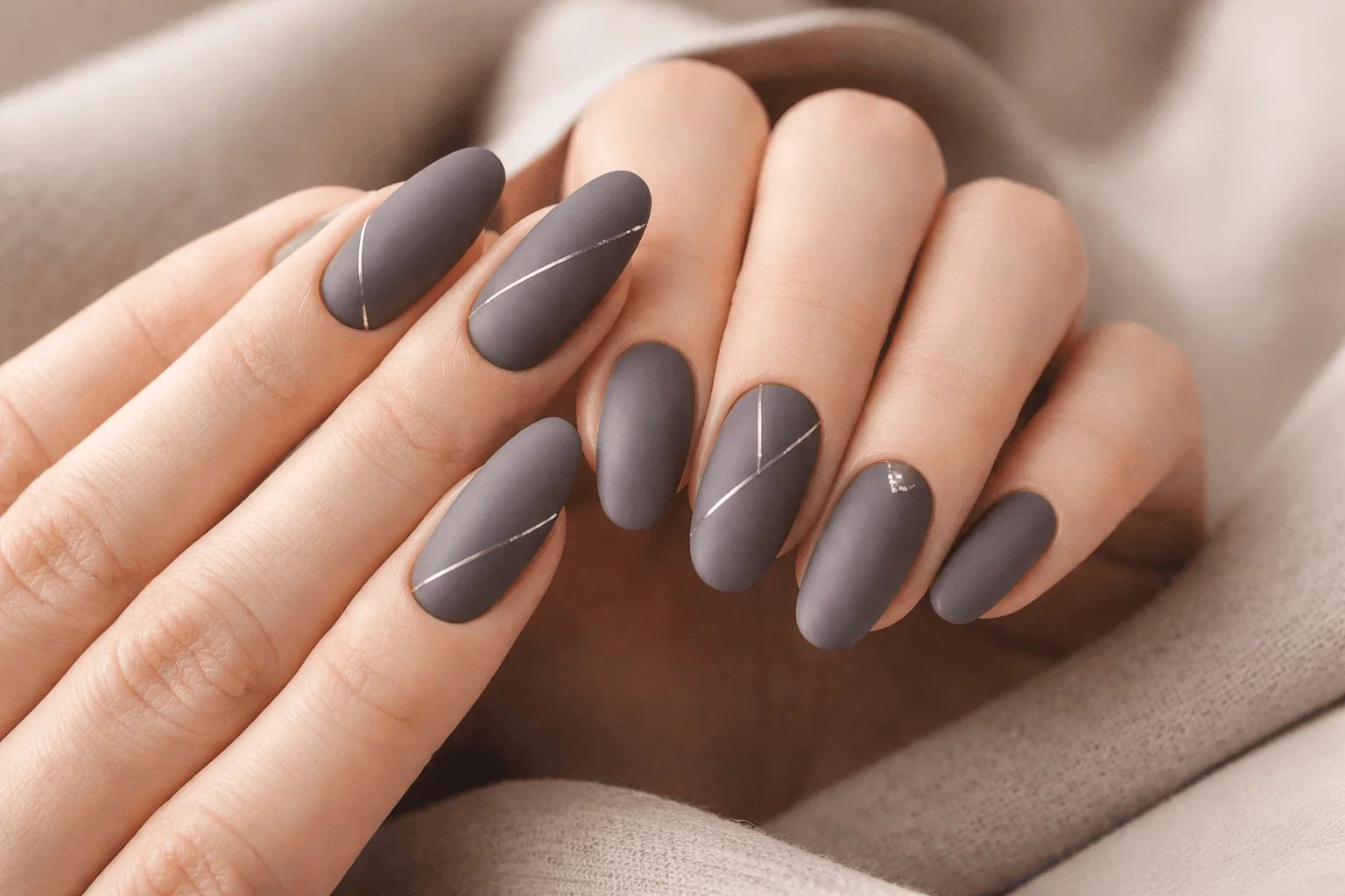 10 Dark Fall Nails That Define Fall Fashion 8 smoky gray minimalist fall nails design