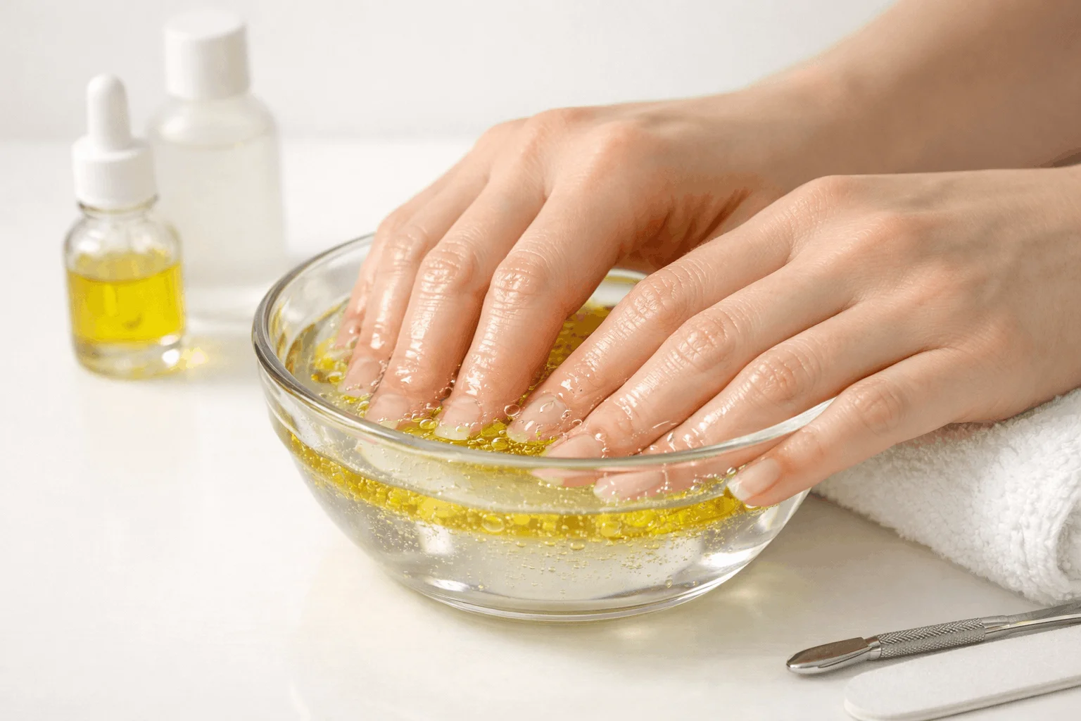 18 Smart Tips to Get Gel Nails Off at Home Safely 7 soaking gel nails in acetone bowl method