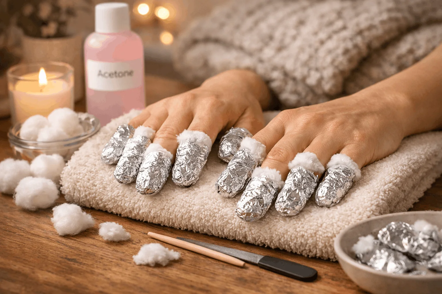 18 Smart Tips to Get Gel Nails Off at Home Safely 4 soaking off gel nails with foil method