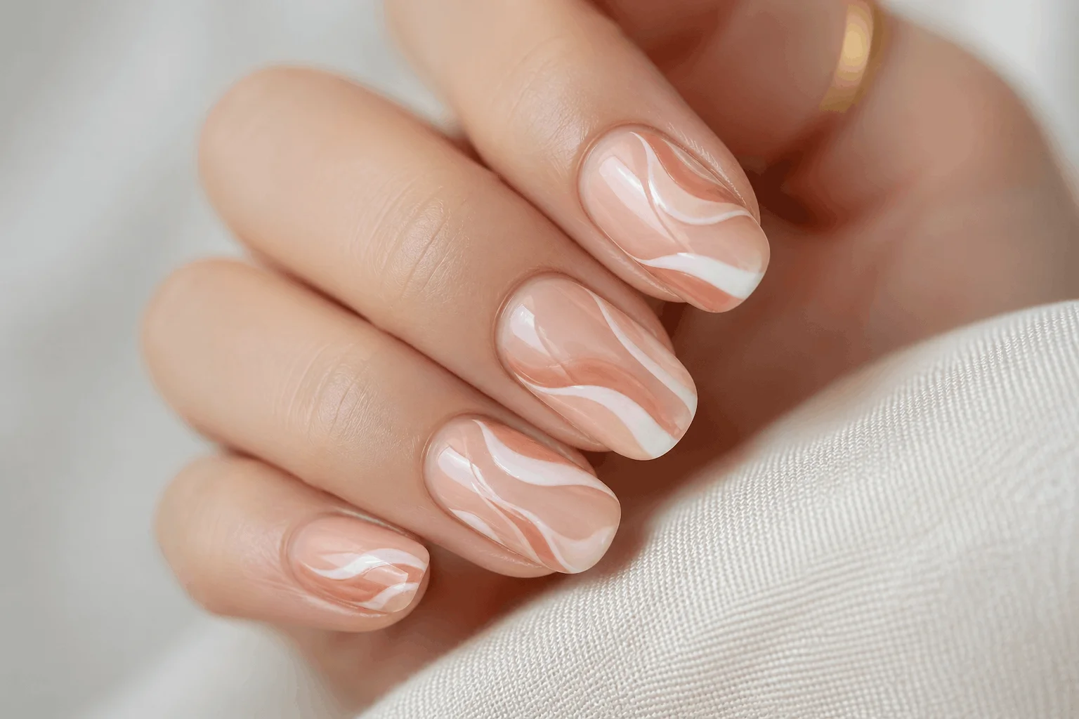 10 End of Summer Nails for a Perfect Seasonal Shift 11 Abstract swirl nails with soft neutral tones