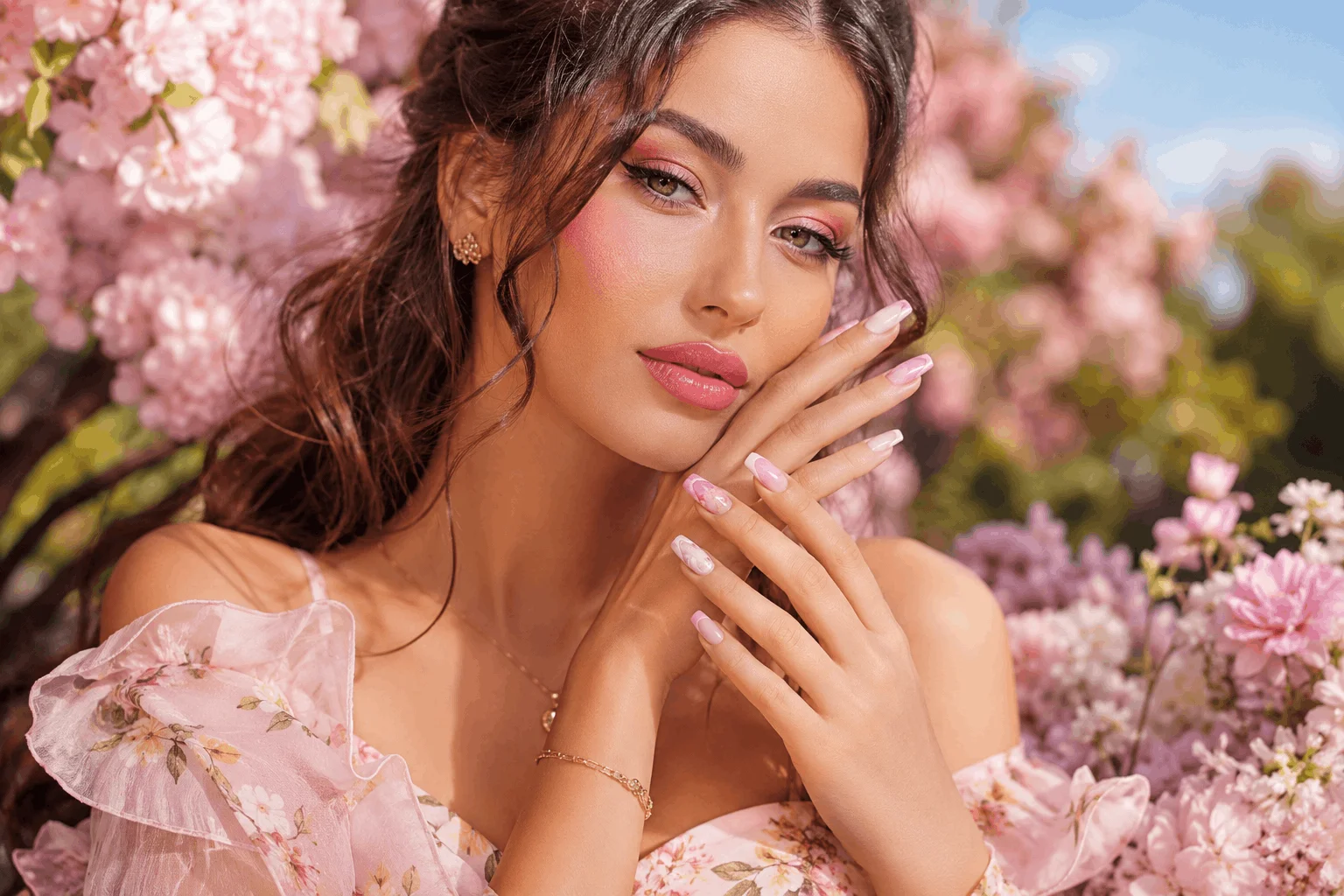 10 Spring Pink Manicure Ideas Everyone Will Be Saving 1 Beautiful glamorous woman showing trendy pink spring manicure ideas