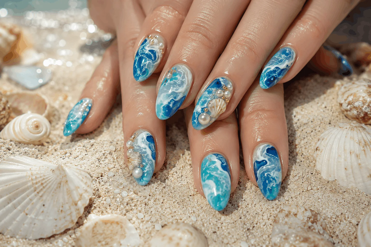 10 Summer Beach Nails Every Trend Lover Will Save 2 Blue ocean wave nail art for summer beach manicure