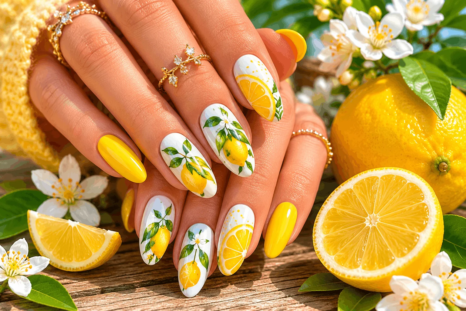 10 Cute May Nails You'll Want to Copy This Season 5 Bright lemon nail art for spring and summer
