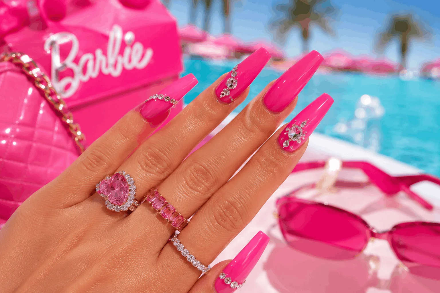 11 August Nails Everyone Will Be Wearing This Summer 6 Bright pink Barbie nails for trendy summer manicure