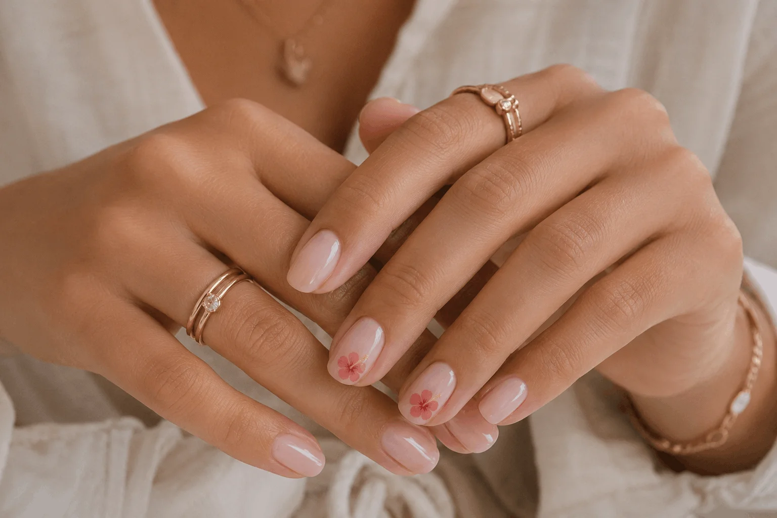 10 Pink Hibiscus Nails That Feel Like Paradise 4 Bright tropical hibiscus nails with colorful beach vacation design