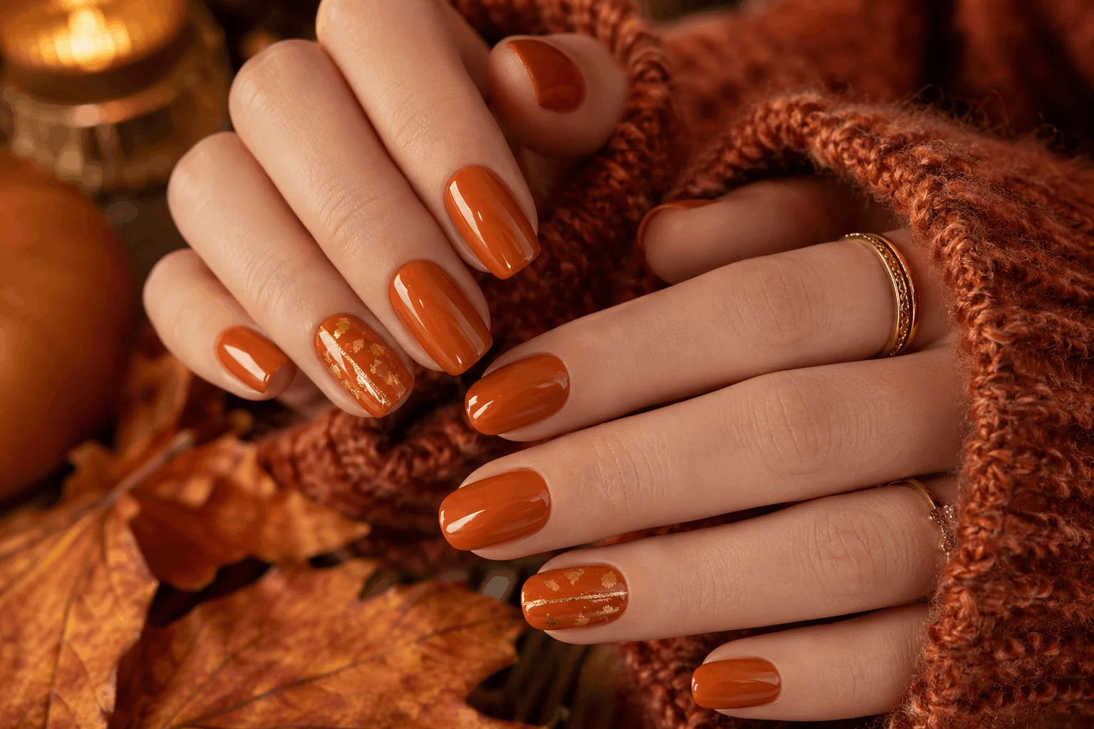 11 Autumn Nails Aesthetic Styles You’ll Copy 2 Burnt orange autumn nails with glossy fall aesthetic
