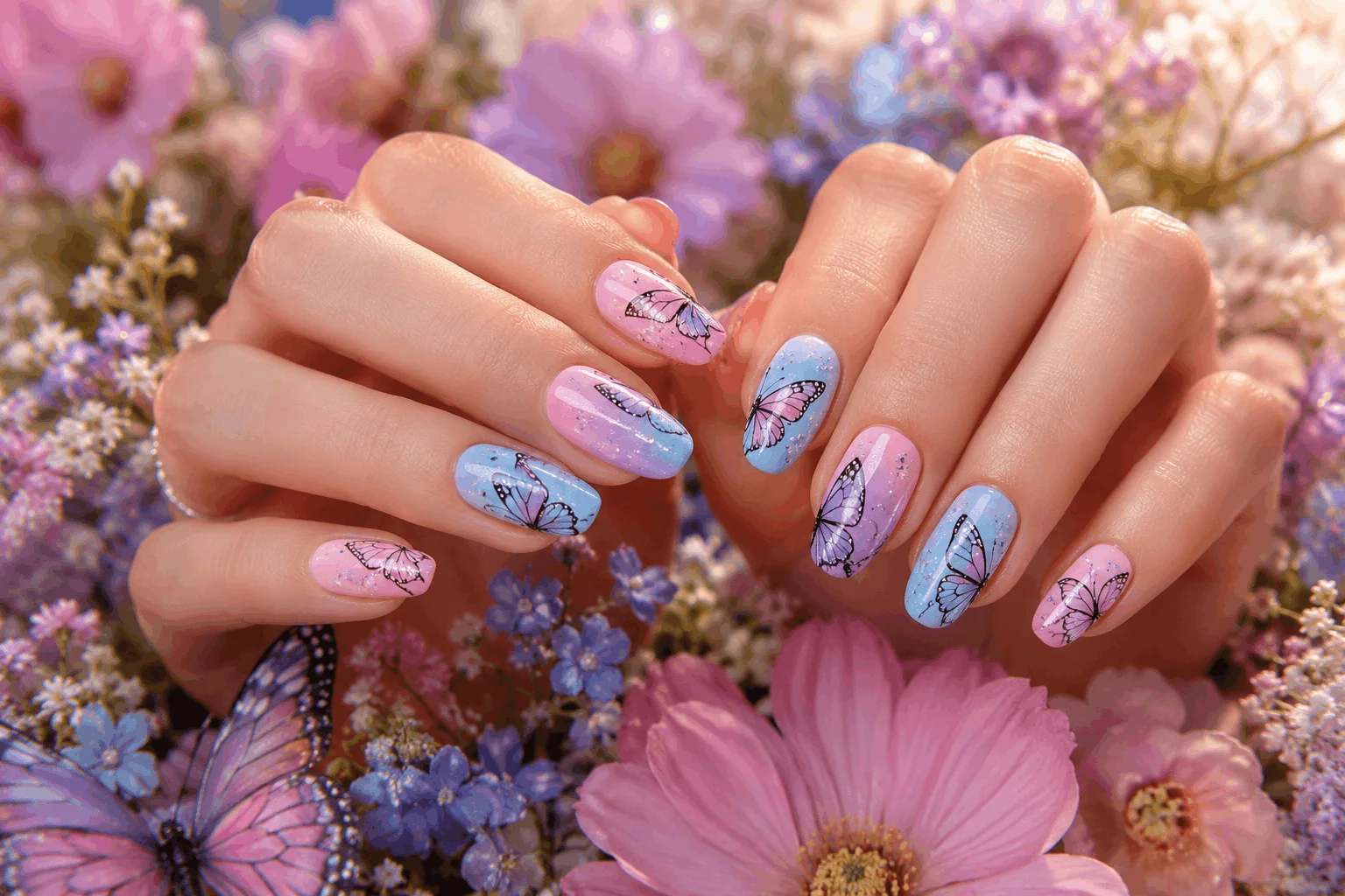 10 April Nails Ideas for a Chic Seasonal Manicure 11 Butterfly accent nails with pastel spring colors