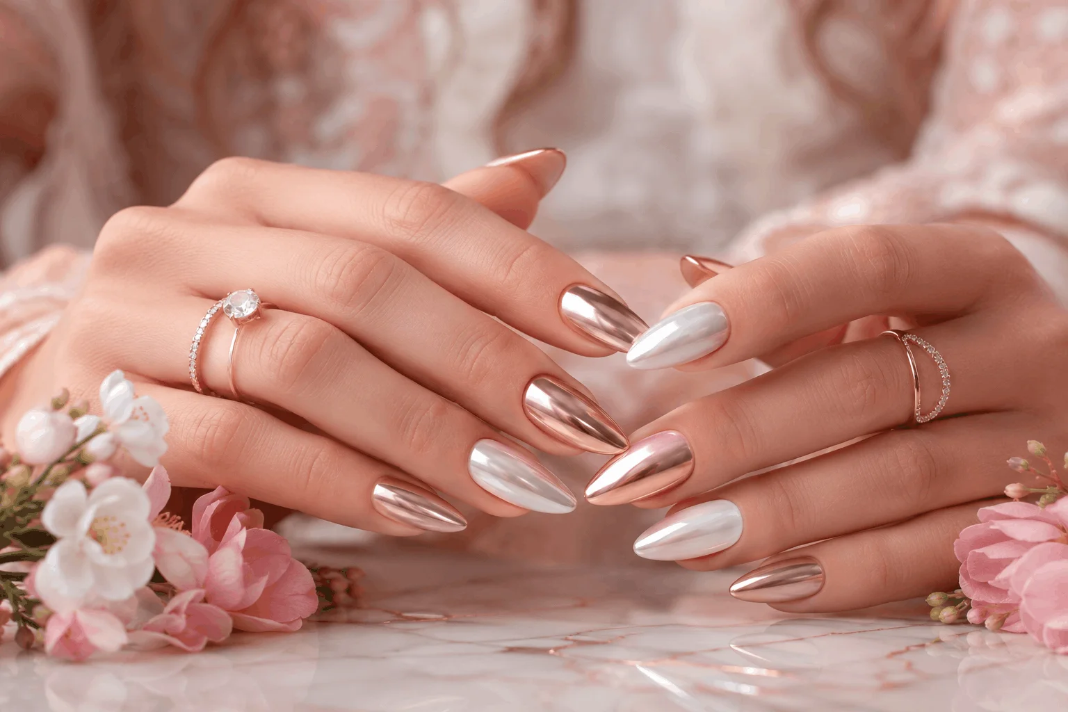 10 Spring Chrome Nails Every Girl Will Copy 5 Chrome almond nails in elegant spring shades