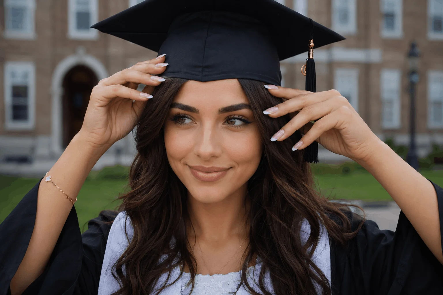 12 Cute Graduation Nails Perfect for Graduation Season 3 Classic French tip graduation nails with modern elegant design