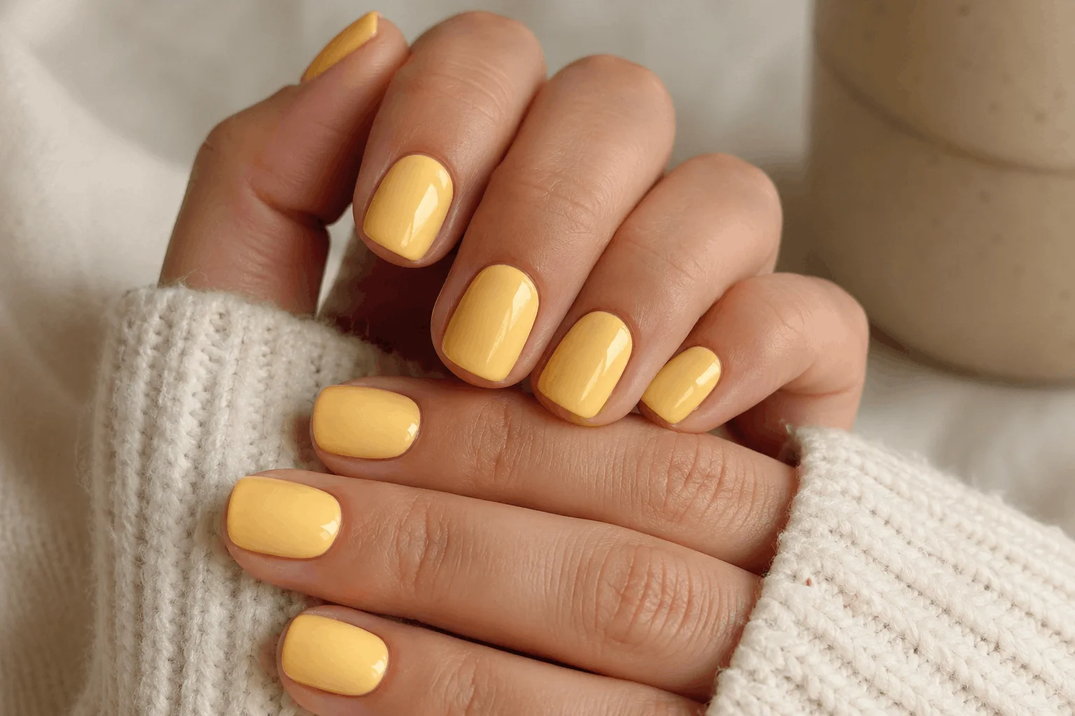11 Butter Yellow Nails That Feel Soft & Chic 2 Classic butter yellow nails with smooth glossy finish on short nails