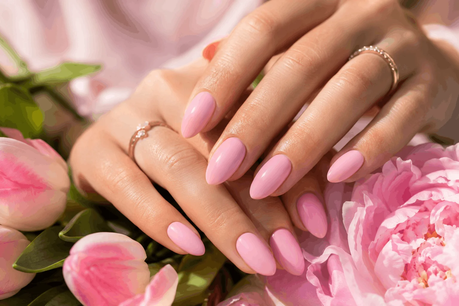 10 Spring Pink Manicure Ideas Everyone Will Be Saving 2 Classic glossy soft pink spring manicure on almond nails