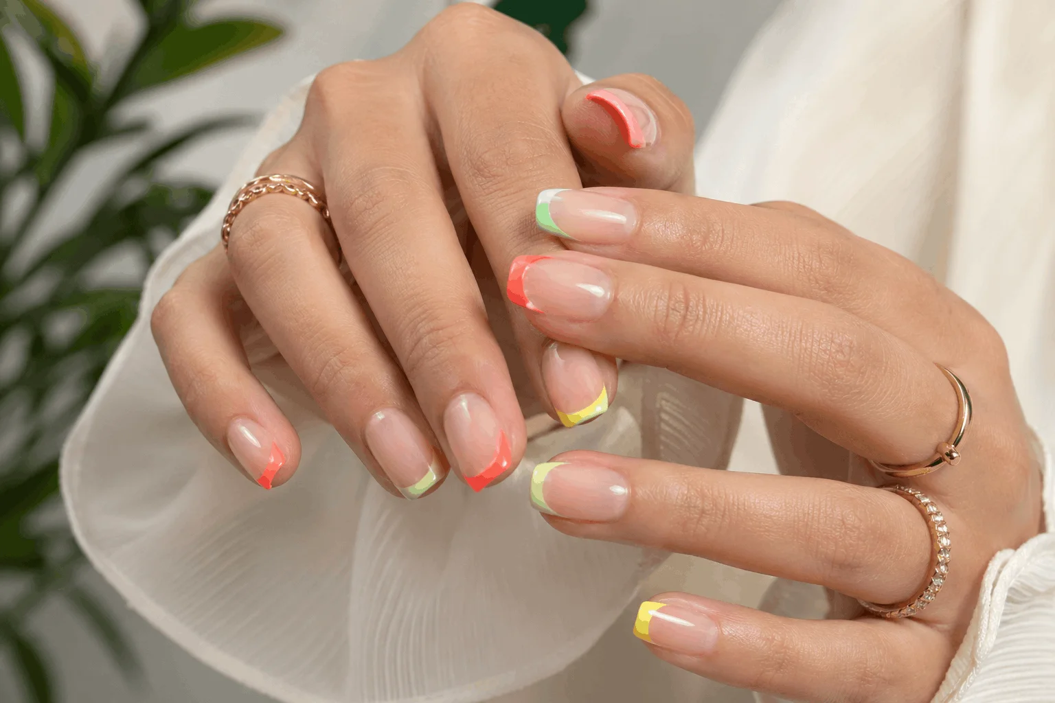 10 End of Summer Nails for a Perfect Seasonal Shift 4 Colorful French tip nails with summer twist design