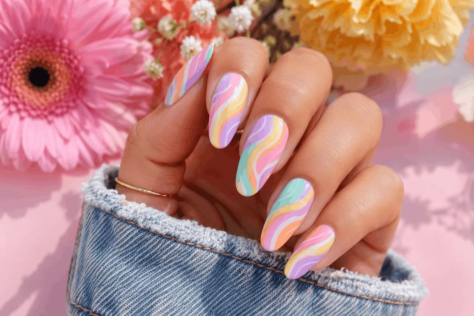 10 Spring Nails Ideas That Look So Pretty in Photos 8 Colorful pastel swirl nail art for spring manicure inspiration